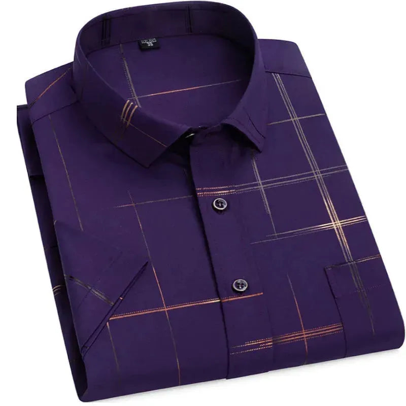 Breathable Summer Slim Fit Men's Striped Casual Shirt | Lightweight Button Down for Office, Beach & Outdoor Activities