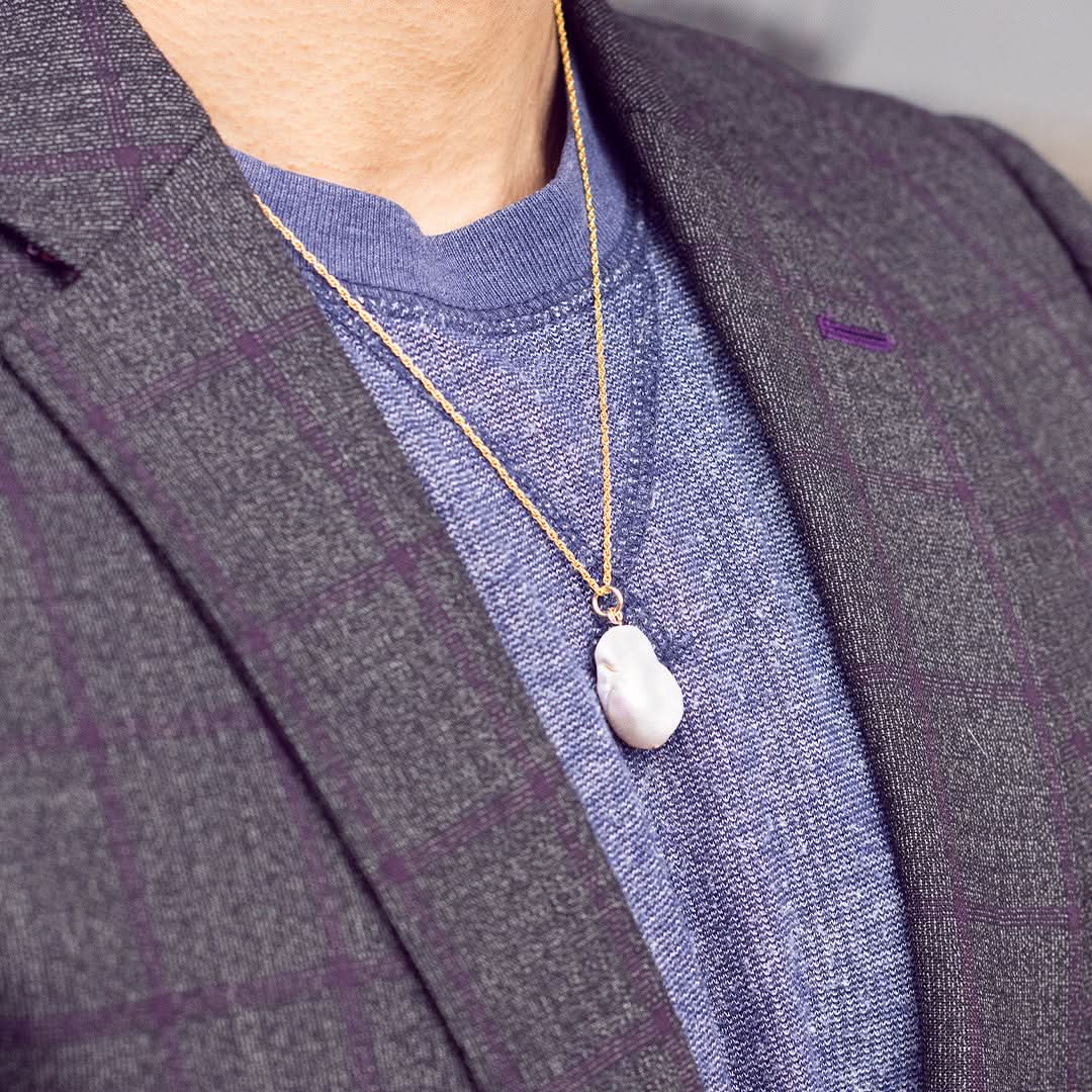 Baroque Pearl Necklace for Men - Elegant Ivory & Rose Gold Jewelry for Gifts, Weddings & Special Occasions