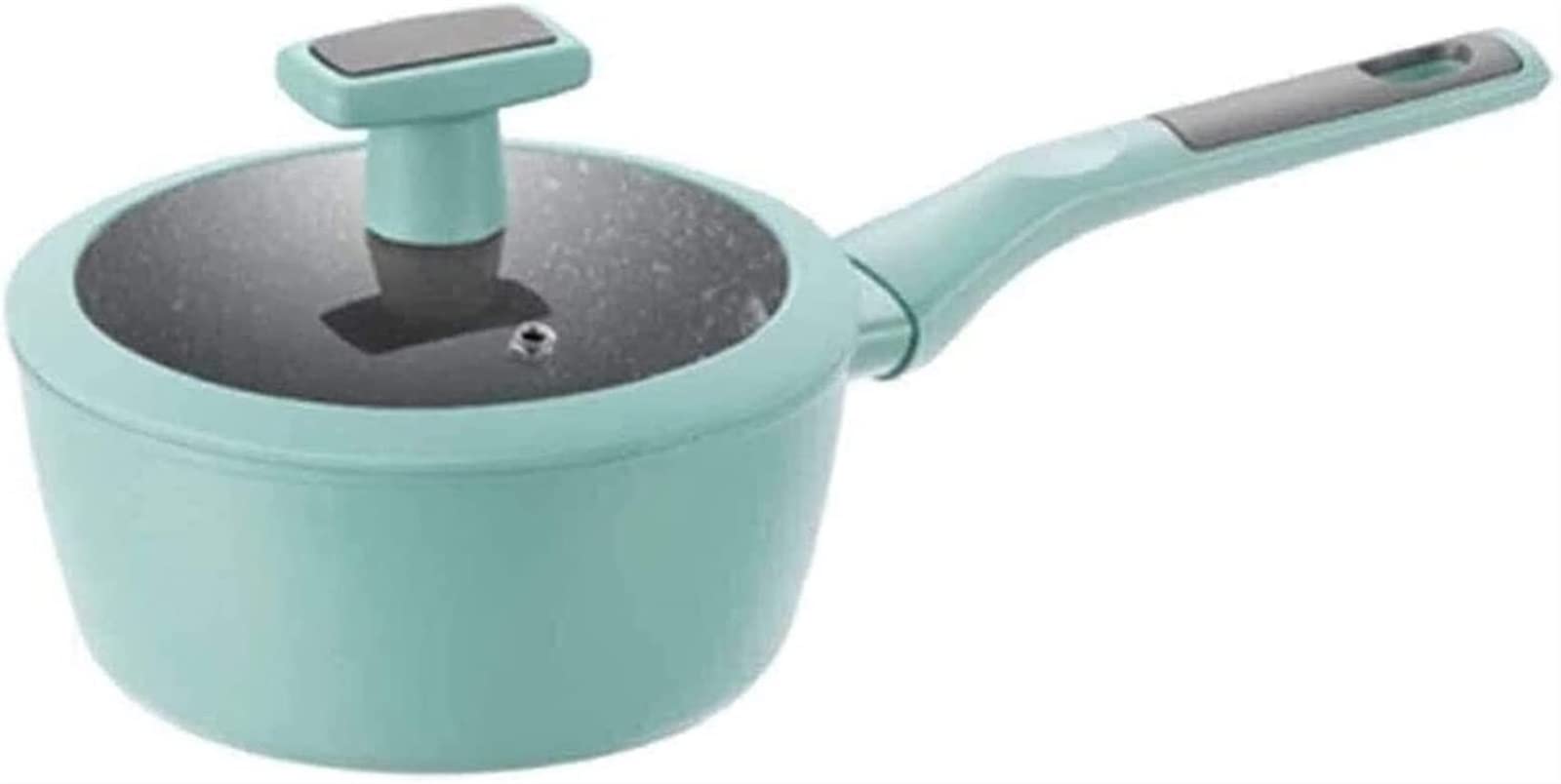 Turquoise Green 16cm Non-Stick Flat Bottom Wok Milk Pot - Perfect for Soup, Stew & Small Batch Cooking | Ideal for Home Kitchen, Dorm Cooking & Camping Meals