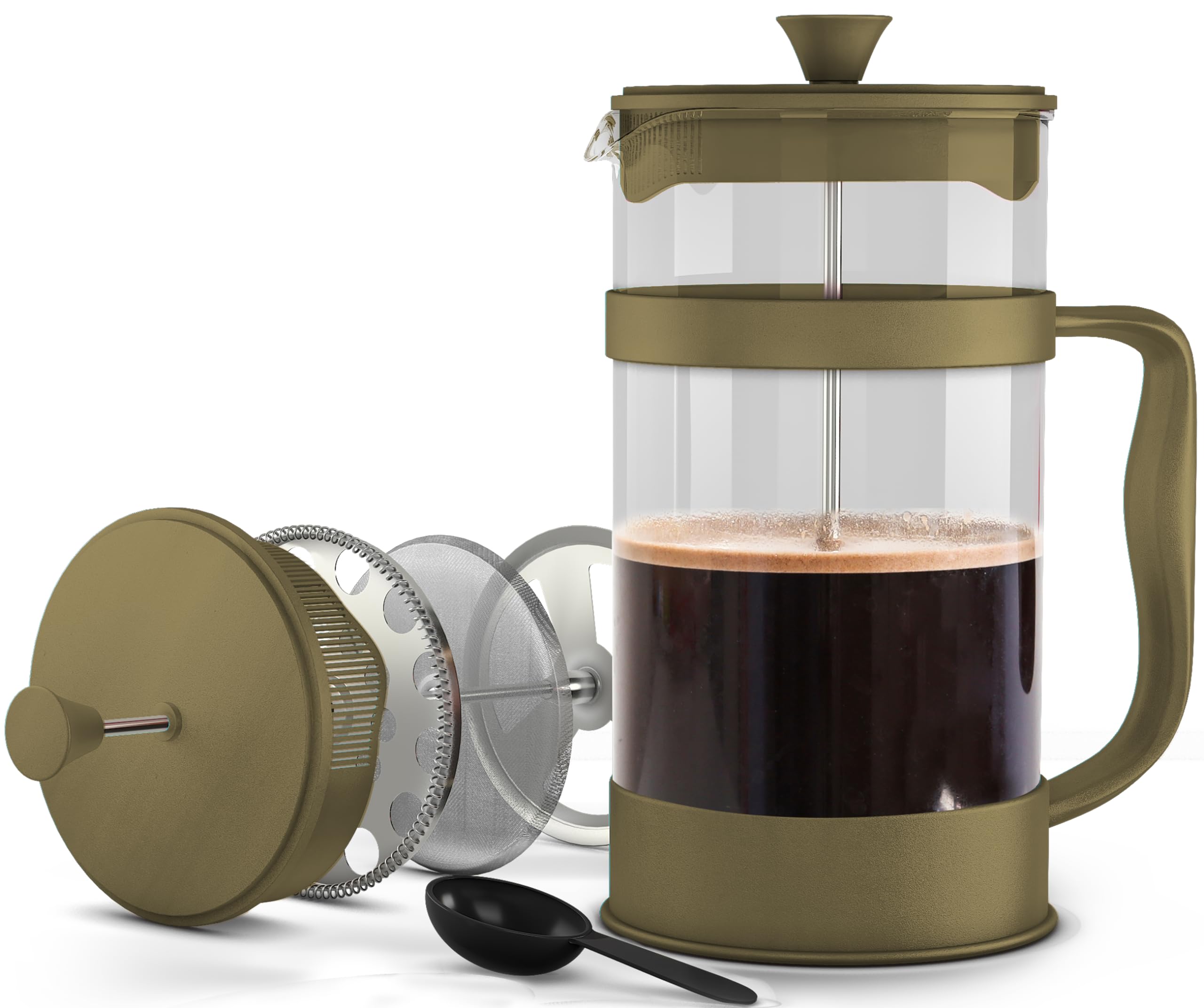 **Utopia Kitchen 51oz (1.5L) French Press Coffee & Tea Maker - Thickened Borosilicate Glass, Heat Resistant, Gold - Perfect for Camping, Travel, Home & Office Use**