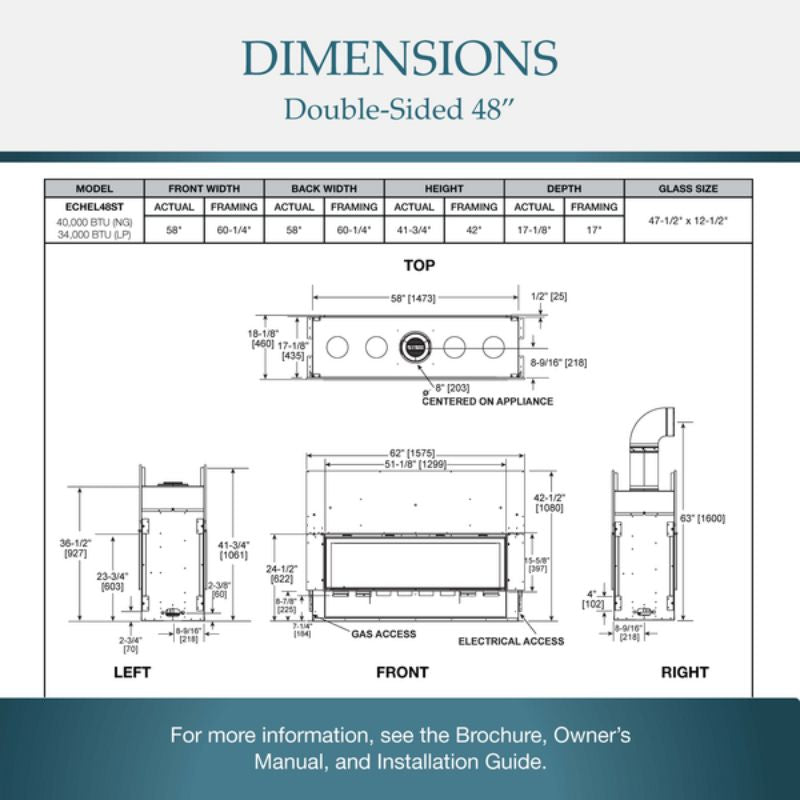 Majestic Echelon II 48-Inch See-Through Linear Direct Vent Gas Fireplace - ECHEL48ST | Modern Home Heating Solution for Living Rooms & Patios
