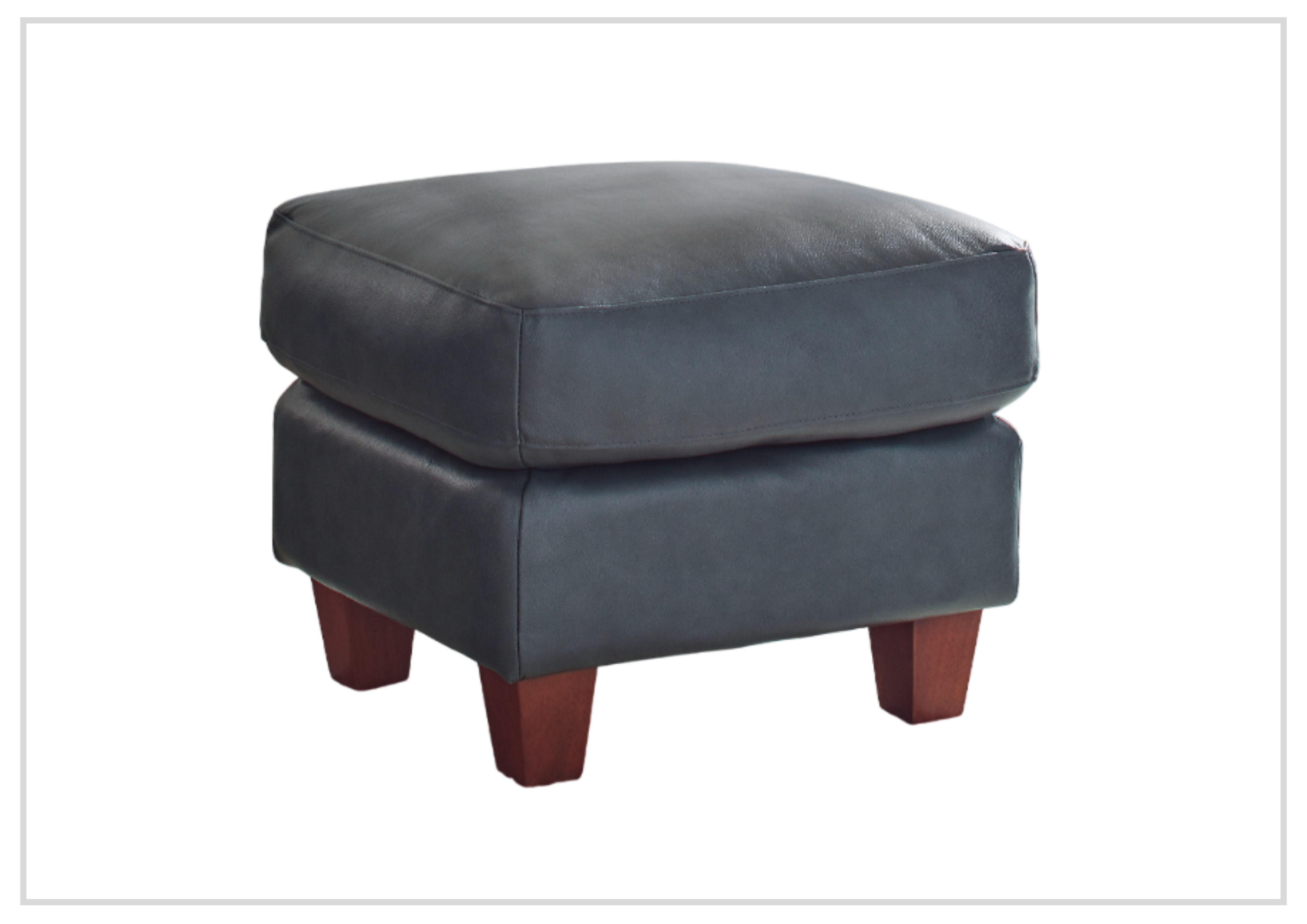 Gio Italia Home Tirano Leather Ottoman in Bluish Gray - Premium Footrest & Storage Bench for Living Room, Bedroom, or Office