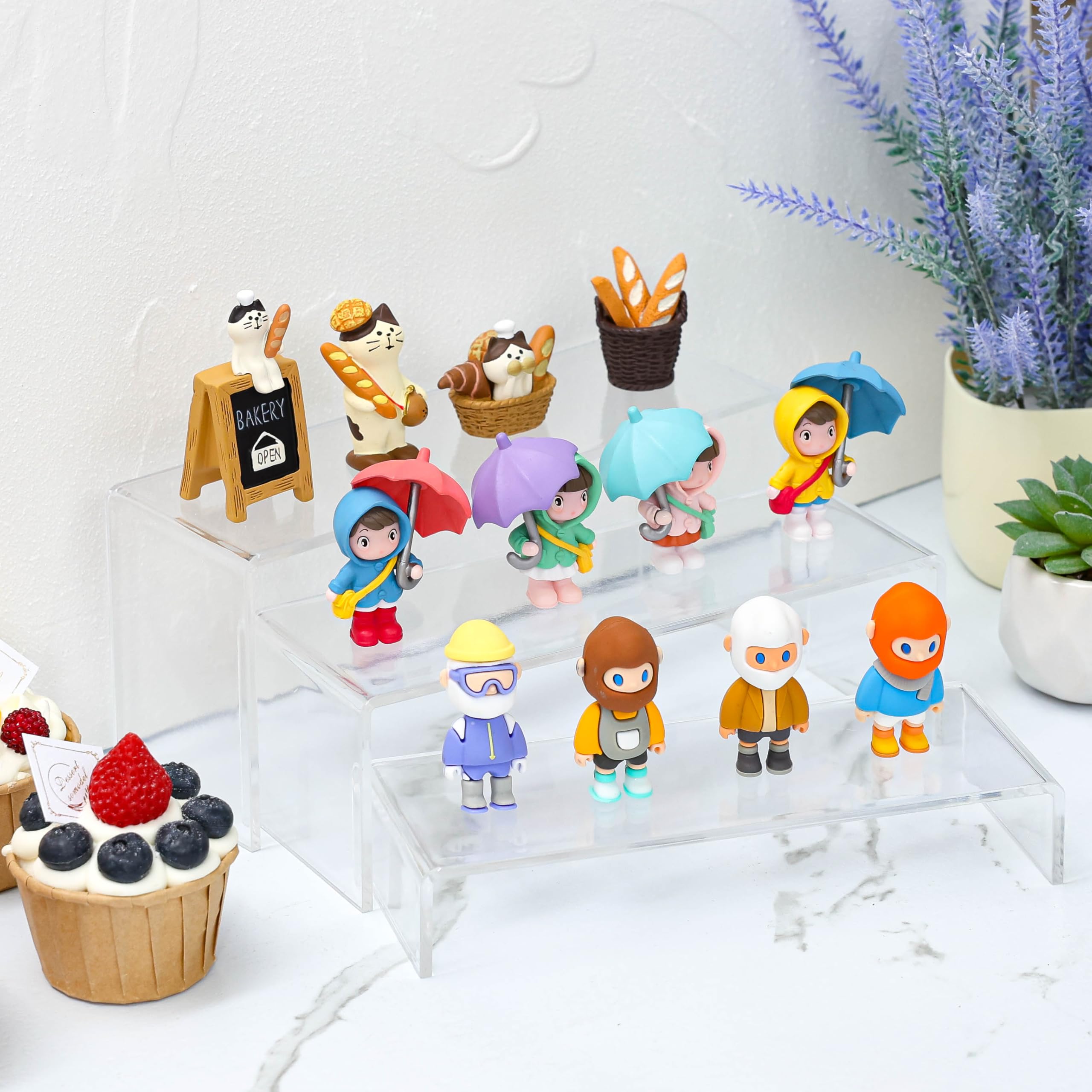 6Pcs Acrylic Display Risers - 4mm Thick Rectangular Tiered Table Shelves Stand for Vendor Events, Funko Pop Figures, Lego Display, Cupcakes & Perfume - Perfect for Retail Displays, Trade Shows & Home Decor