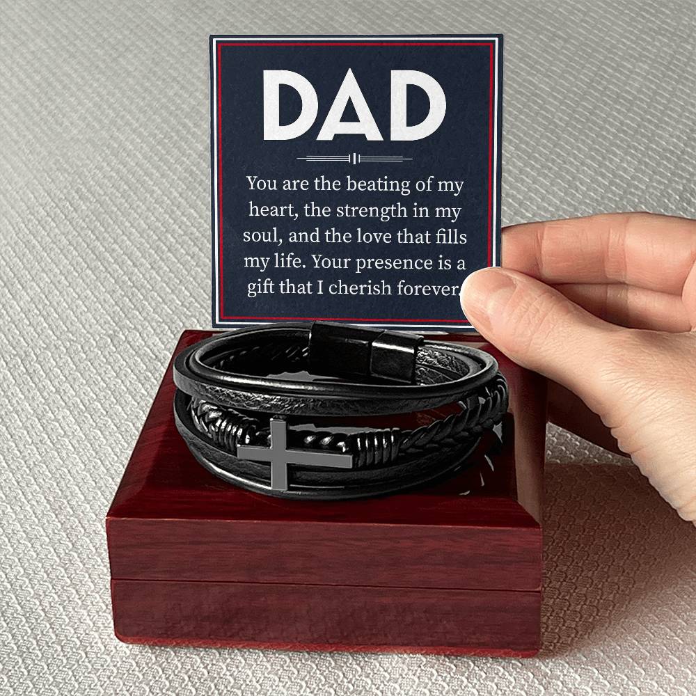 Stylish Leather Cross Bracelet for Dad - Perfect Father's Day, Birthday & Christmas Gifts - Ideal for Daily Wear & Special Occasions