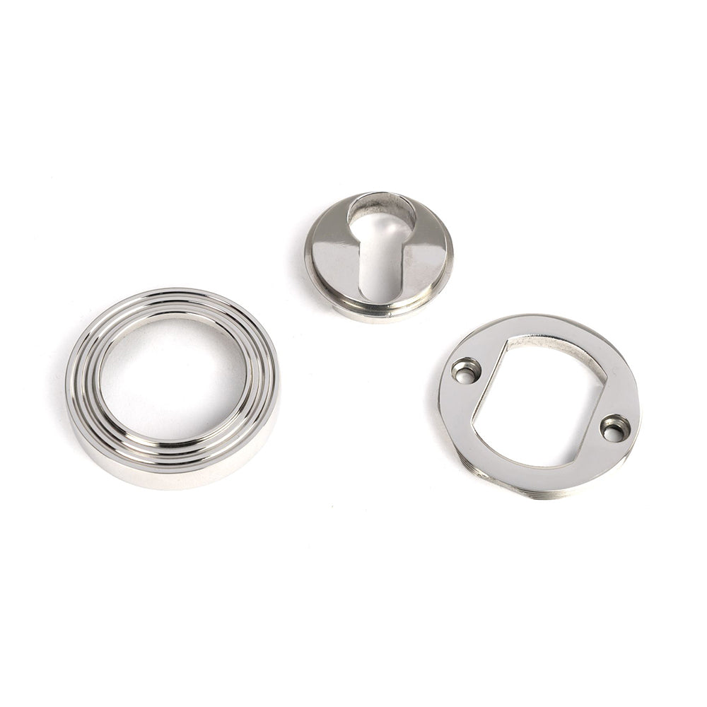 Polished Stainless Steel Concealed Round Beehive Euro Escutcheon Plate - Door Hardware for Modern Homes & Commercial Buildings