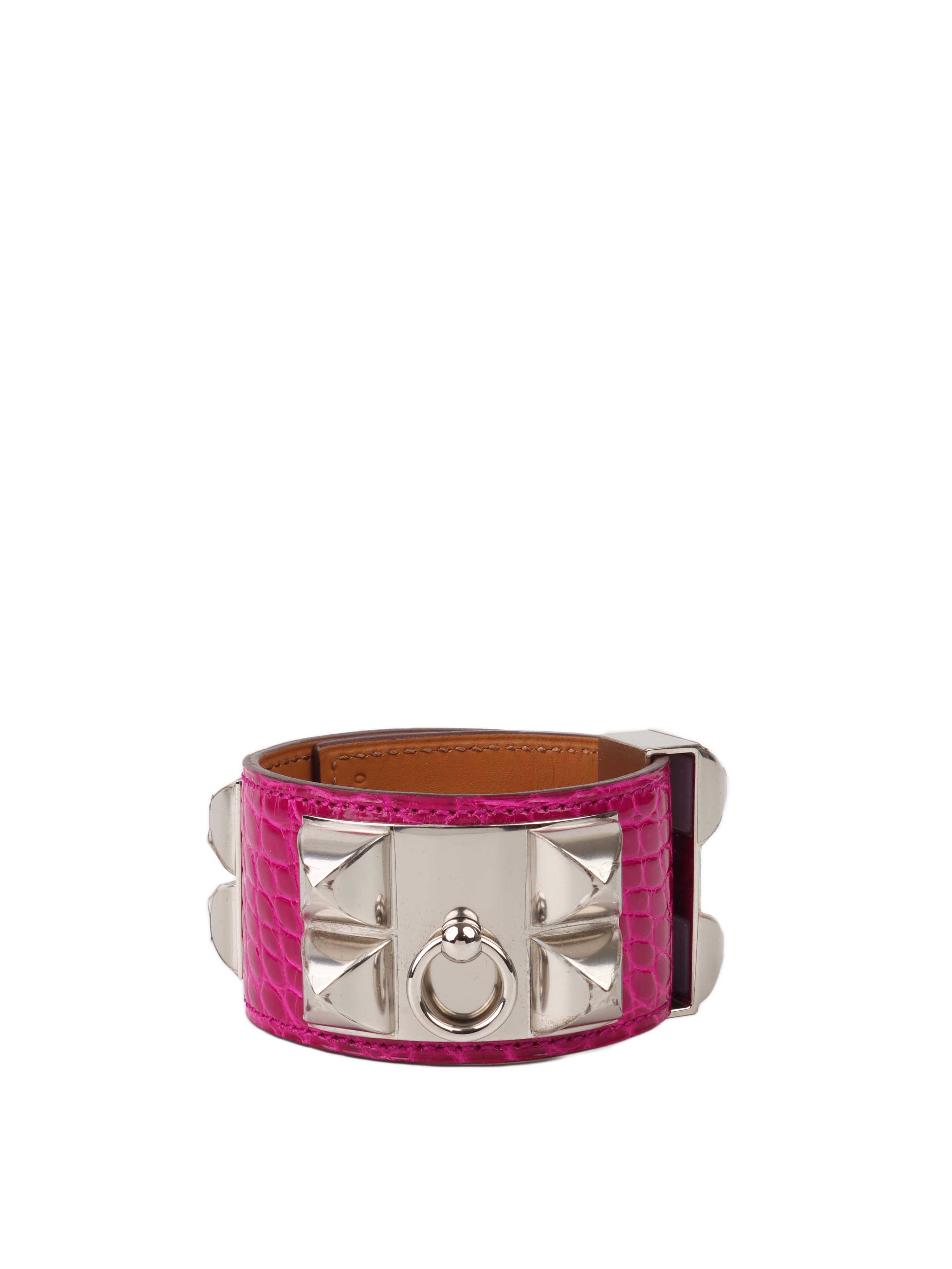 Hermes Collier De Chien Bracelet - Genuine Pink Alligator Leather Luxury Cuff for Women | Perfect for Special Occasions, Date Nights & Fashion Events