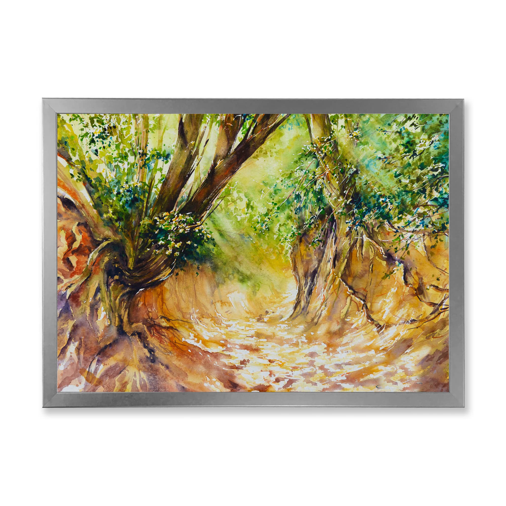 DesignQ Little Forest Road Traditional Framed Wall Art - Vintage Landscape Painting for Living Room, Bedroom & Office Decor - Perfect Gift for Housewarming & Holidays