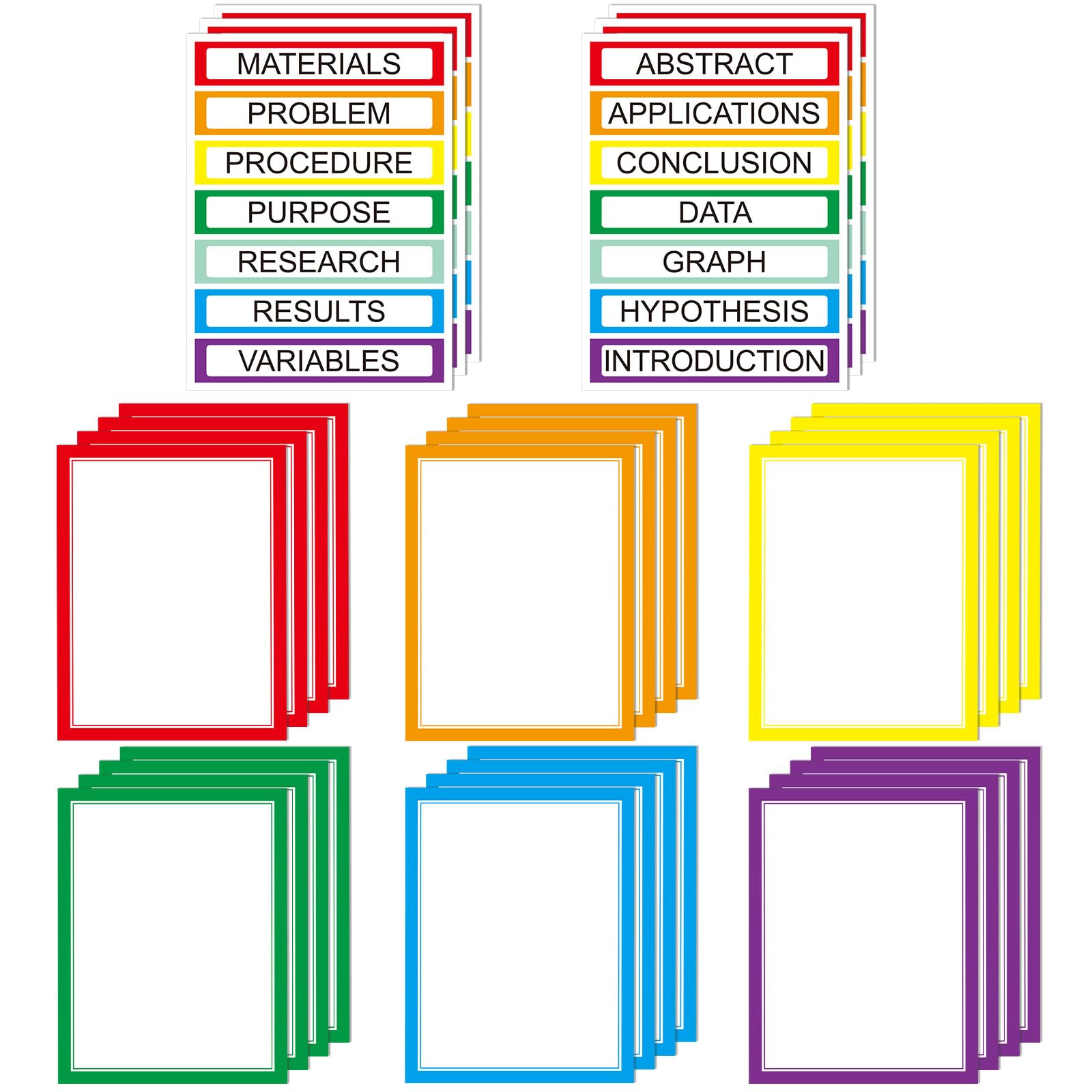 24 Sheets Science Board Supplies - 18 Self-Adhesive Presentation Science Subtitles & 6 Project Title Stickers for School, Office, Classroom Decor (Colorful) - Perfect for Science Fairs, School Projects & Office Presentations