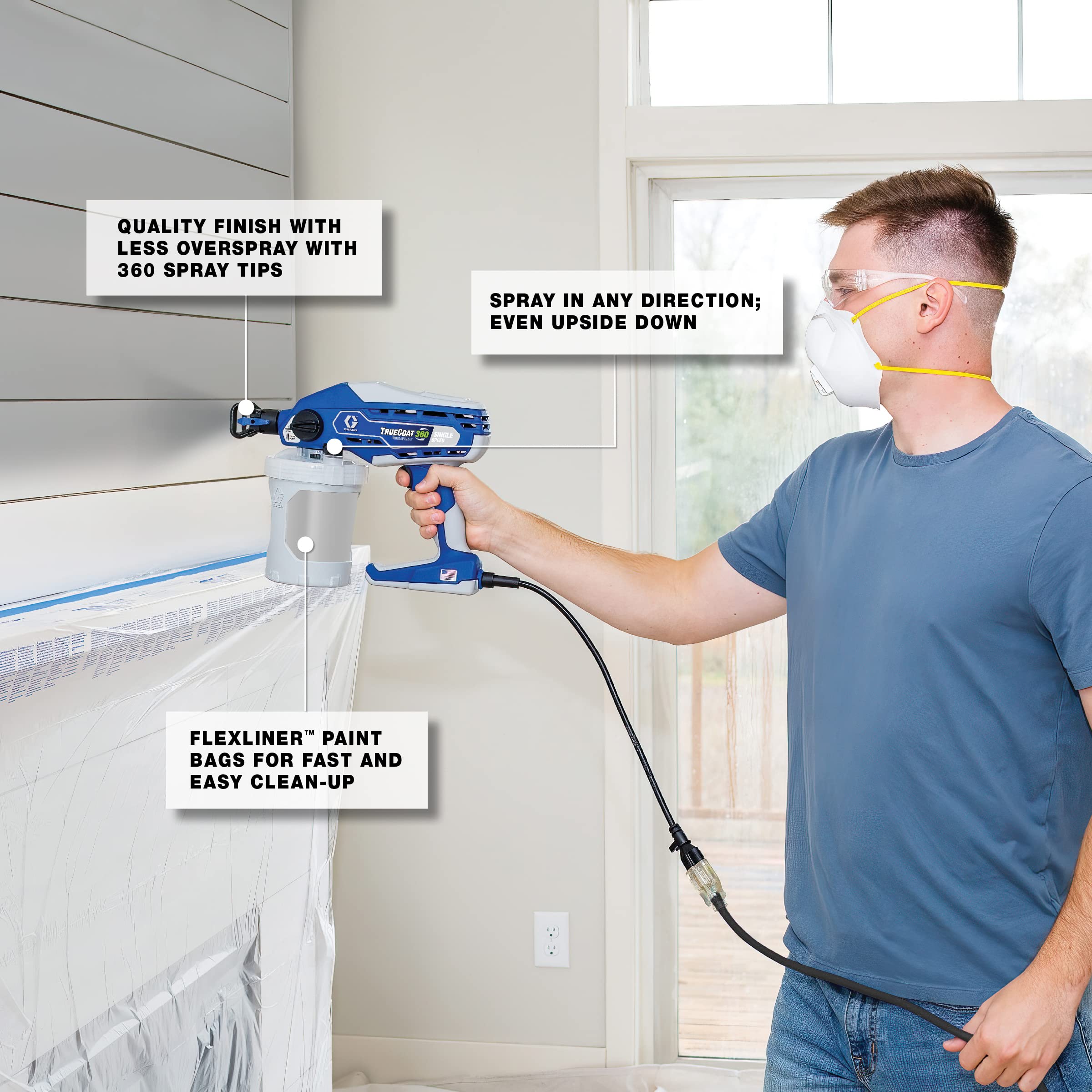 Graco 26D280 TrueCoat 360 Single Speed Paint Sprayer - Professional Airless Paint Sprayer for Walls, Ceilings & Furniture - Perfect for Home DIY & Professional Painting Projects