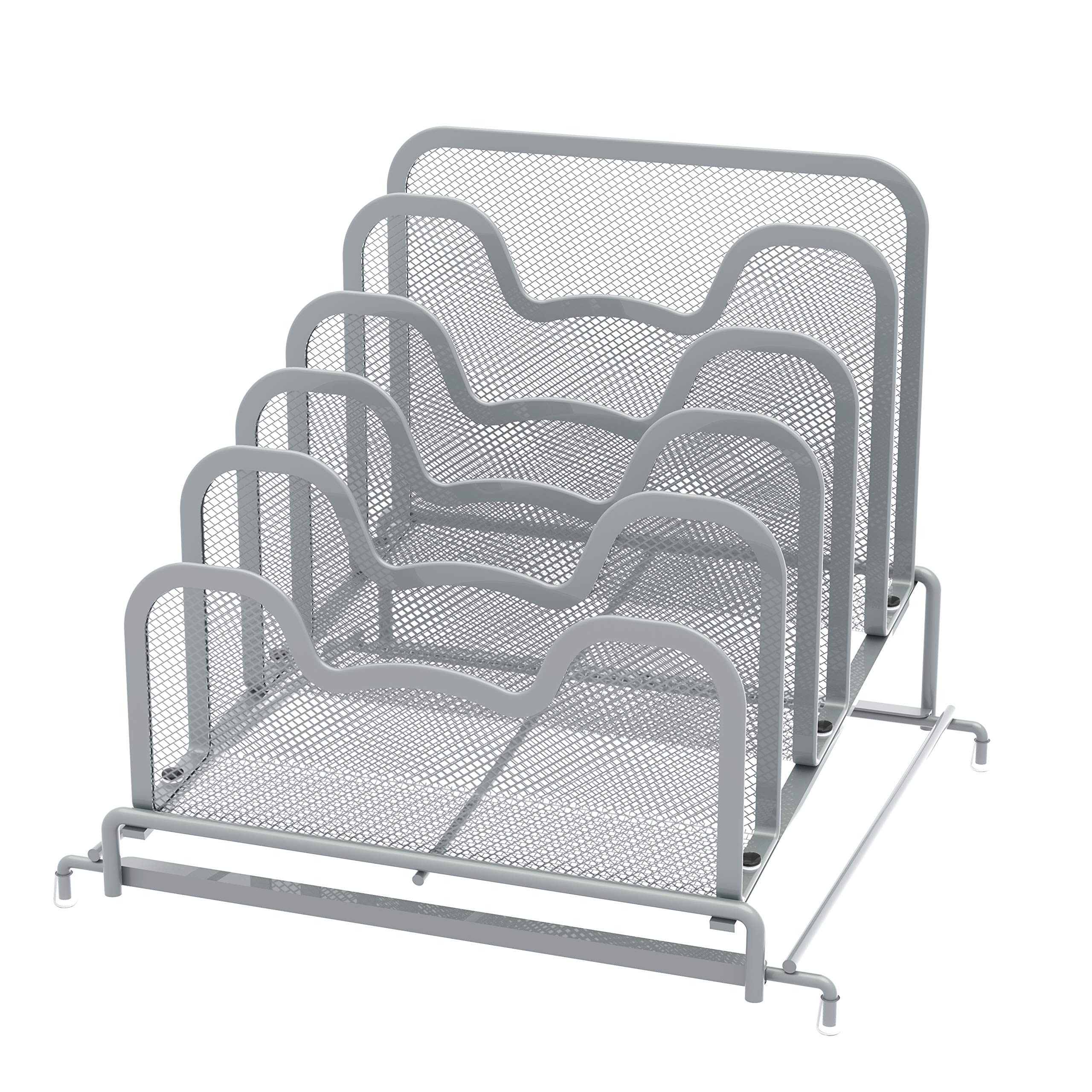 5-Tier Silver Step File Sorter Organizer for Office Desk - Simple Houseware Desktop Document Organizer for Bills, Papers, Folders & Mail - Perfect for Home Office, School, and Workspace Organization