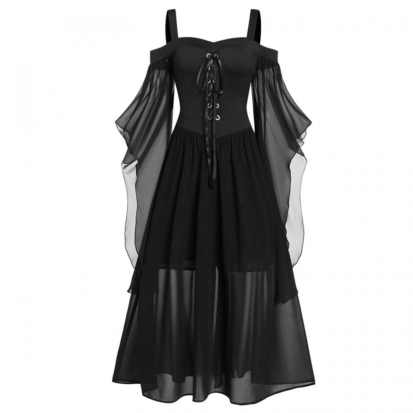 **Plus Size Gothic Steampunk Corset Dress for Women - Elegant Lace Trumpet Sleeve Halloween Costume | Perfect for Cosplay, Themed Parties & Victorian Fashion**