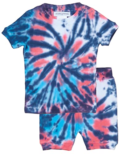 Shorts Set - Red, White, Blue Spiral Tie Dye