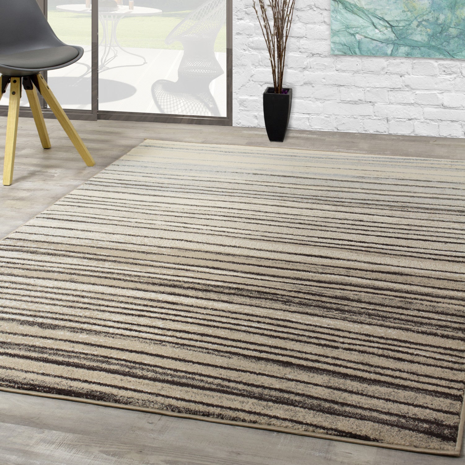 Castella Blue Cream Serene Arches Rug - Soft Modern Bohemian Area Rug for Living Room, Bedroom, Nursery - Non-Slip Comfortable Floor Mat for Home Decor