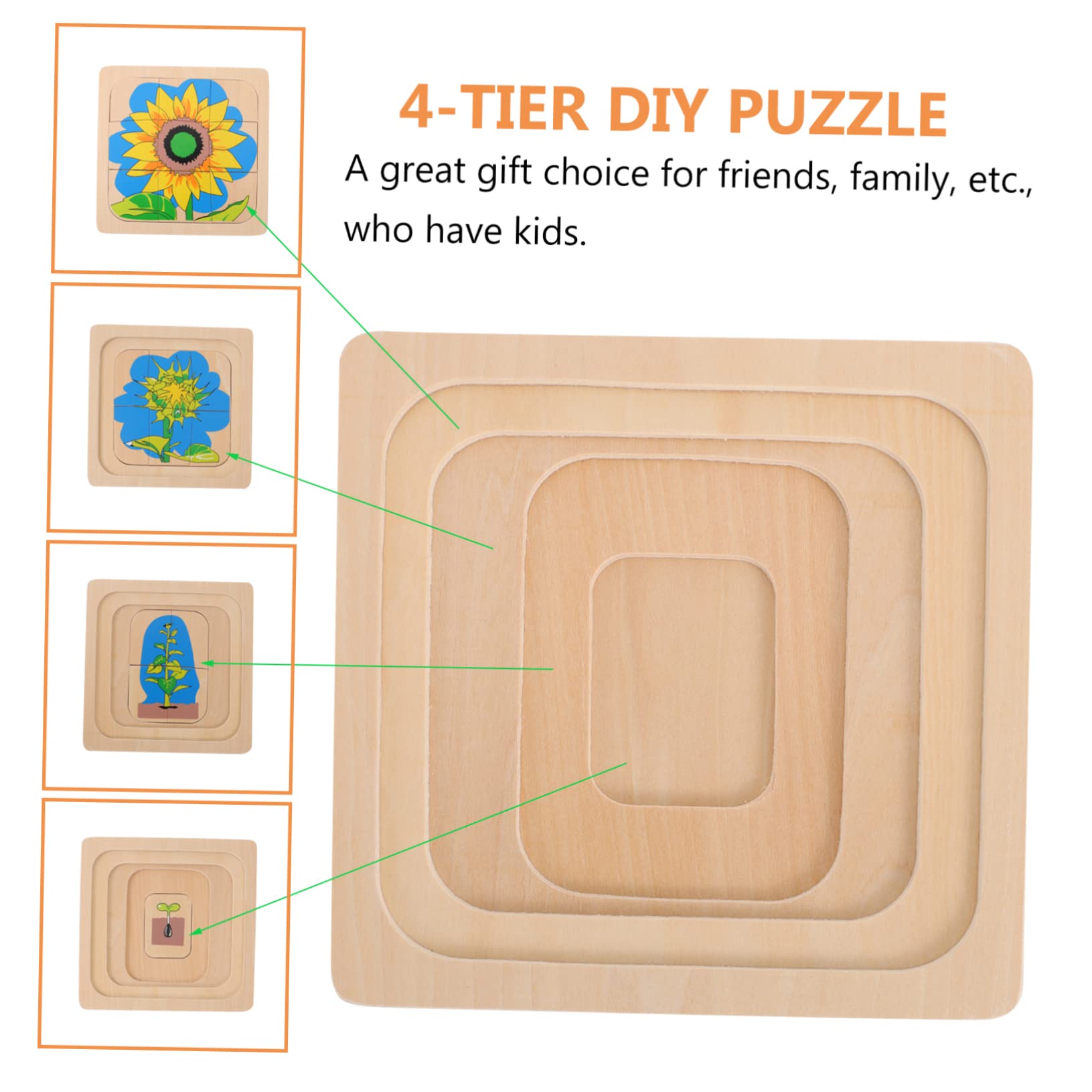 TOYANDONA Sunflower Life Cycle Puzzle Set - 3D Layered Wooden Educational Toy for Kids, Montessori Learning Activity, Children's Developmental Puzzle Game | Perfect for Homeschooling, Classroom Science Lessons & Toddler Cognitive Development