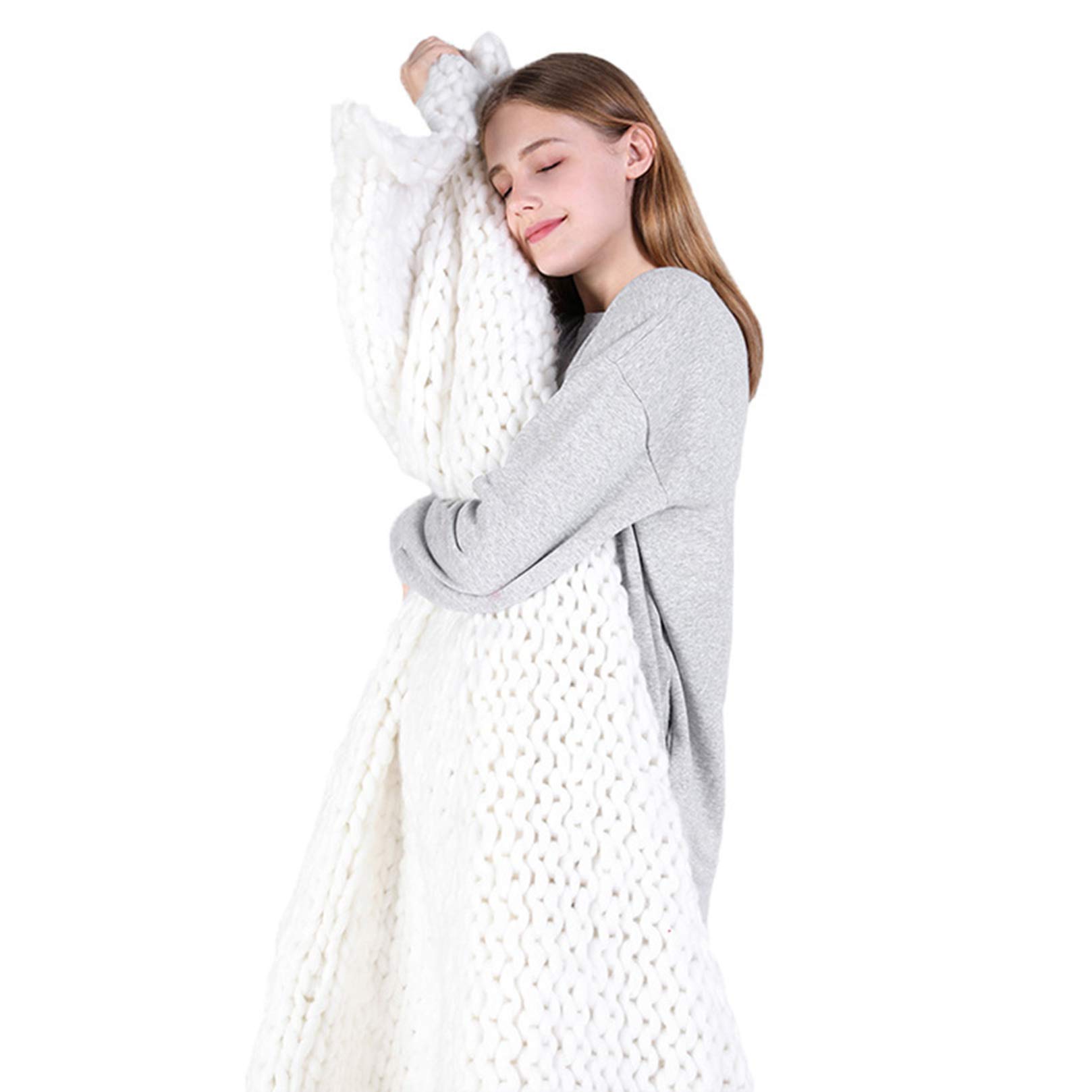 Chunky Knit Blanket - Soft Cable Knit Throw Blanket for Bed, Couch & Sofa | Lightweight Decorative Knitted Blanket for Bedroom, Living Room & Travel | Cozy Home Decor & Gift Idea