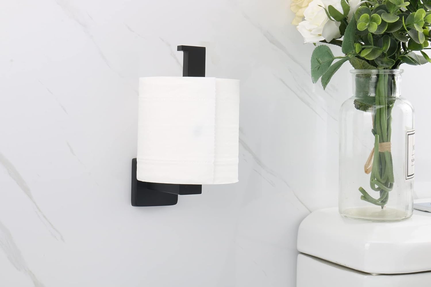 Stainless Steel Toilet Paper Roll Holder - 304 Grade Wall Mount Tissue Stand for Bathroom & Kitchen - Matte Black Home Accessory for Modern Decor