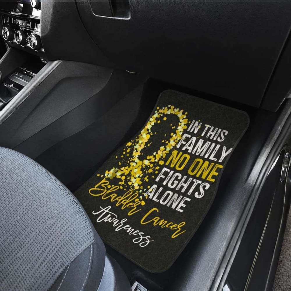 Bladder Cancer Awareness Car Floor Mats - No One Fights Alone - Non-Slip Custom Fit for Cars, SUVs & Trucks - Perfect for Supporting Cancer Patients & Survivors