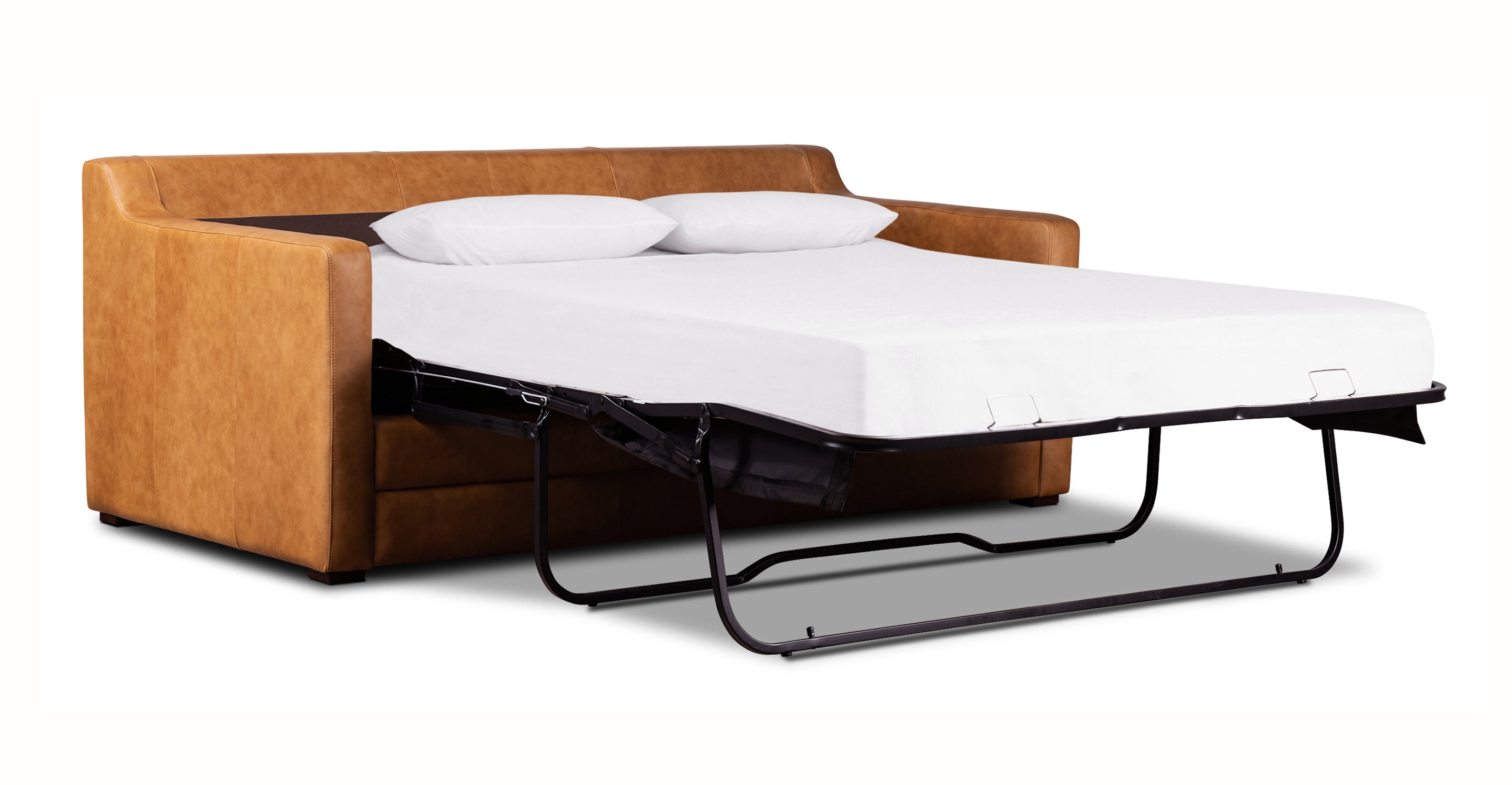 Sorrento Leather Convertible Sleeper Sofa with Pull-Out Bed - Modern Sectional Couch for Small Spaces, Living Room & Guest Room