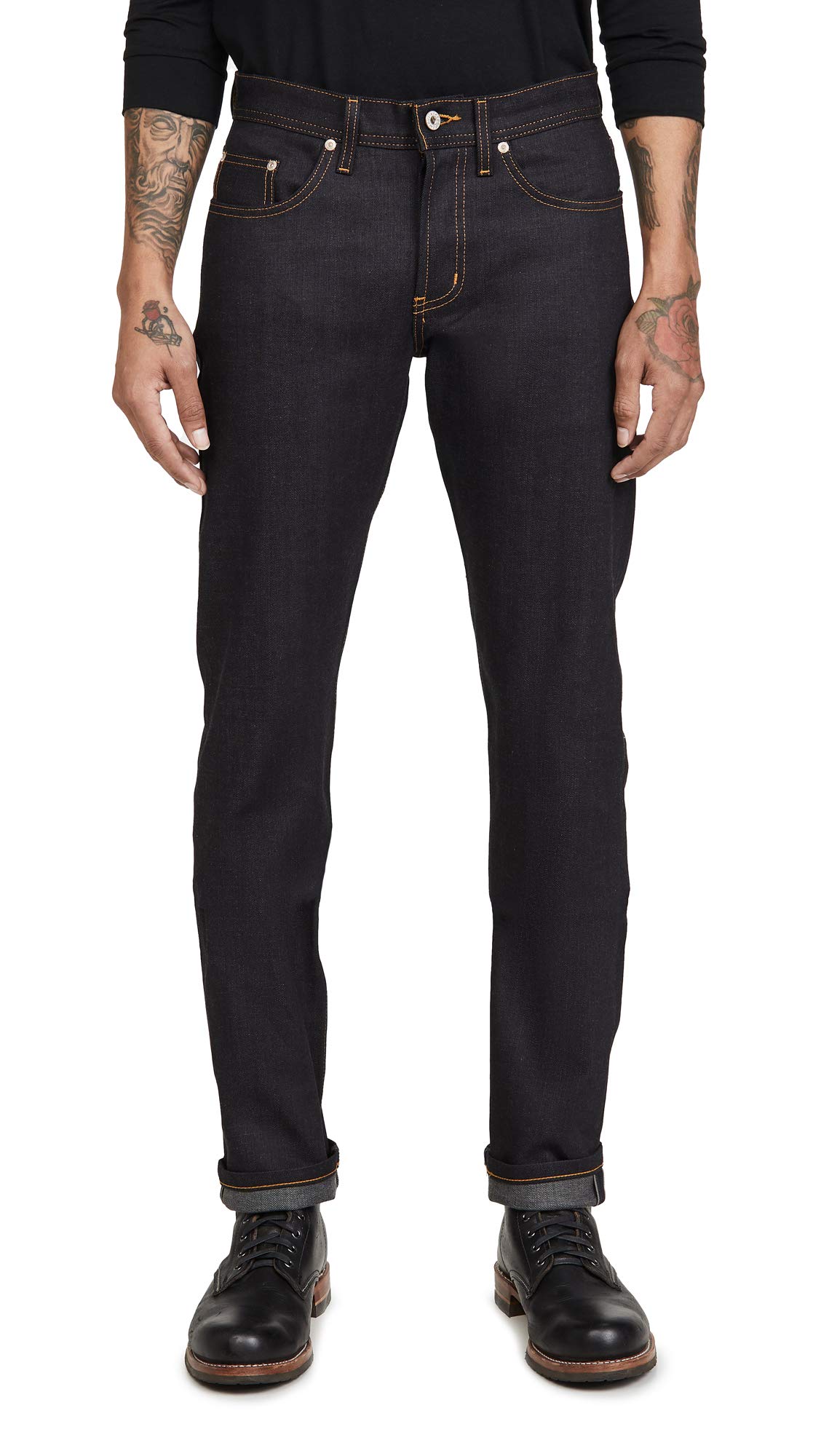 Naked & Famous Denim Men's Weird Guy Slim Tapered Fit Jean - Premium Raw Selvedge Denim for Casual Wear & Street Style
