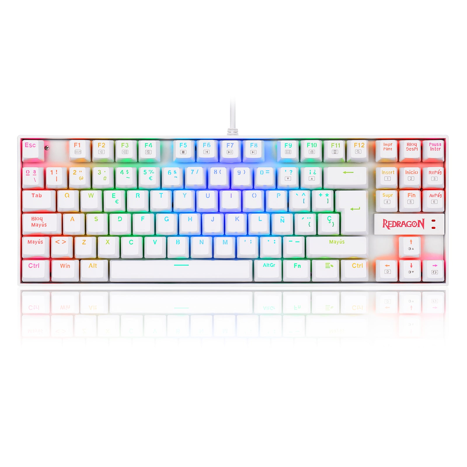 Redragon Kumara K552W RGB Mechanical Gaming Keyboard with Red Switches - White Backlit Wired Keyboard for PC Gamers | Perfect for FPS, MOBA & Typing