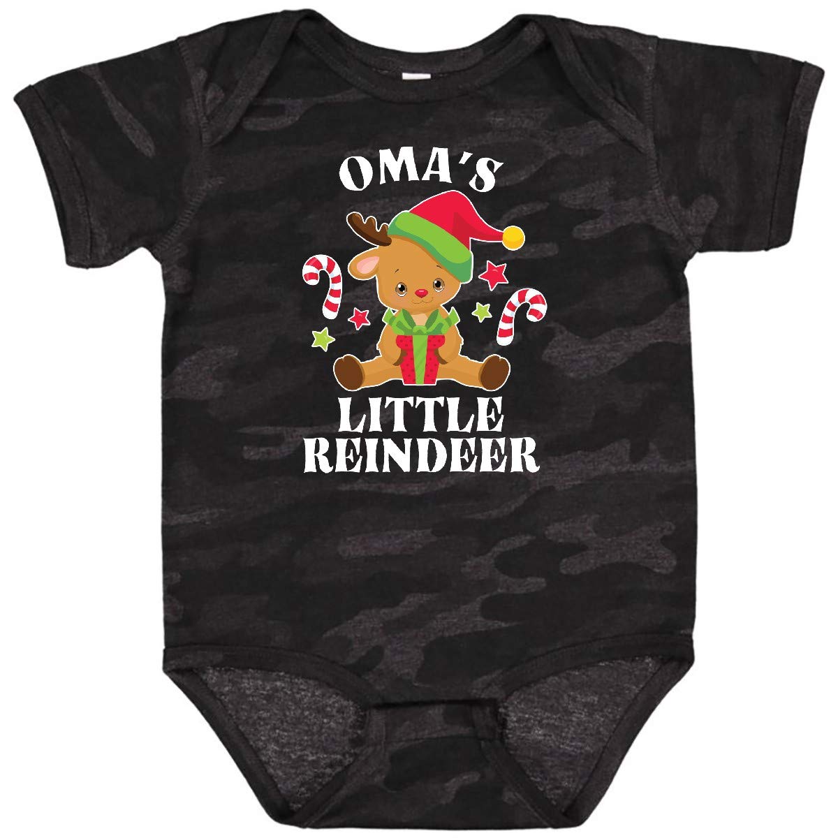 Inktastic Christmas Oma's Little Reindeer with Candy Canes Baby Bodysuit - Cute Holiday Outfit for Infants & Toddlers - Perfect for Christmas Photos, Family Gatherings & Festive Celebrations