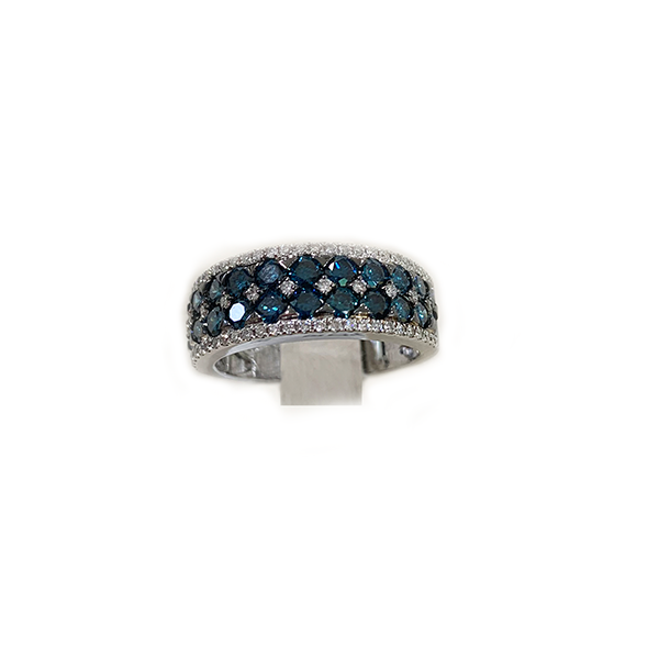 14K White Gold Blue Diamond Ring for Women - Elegant Stackable Wedding Band, Anniversary Gift, Promise Ring - Perfect for Everyday Wear & Special Occasions