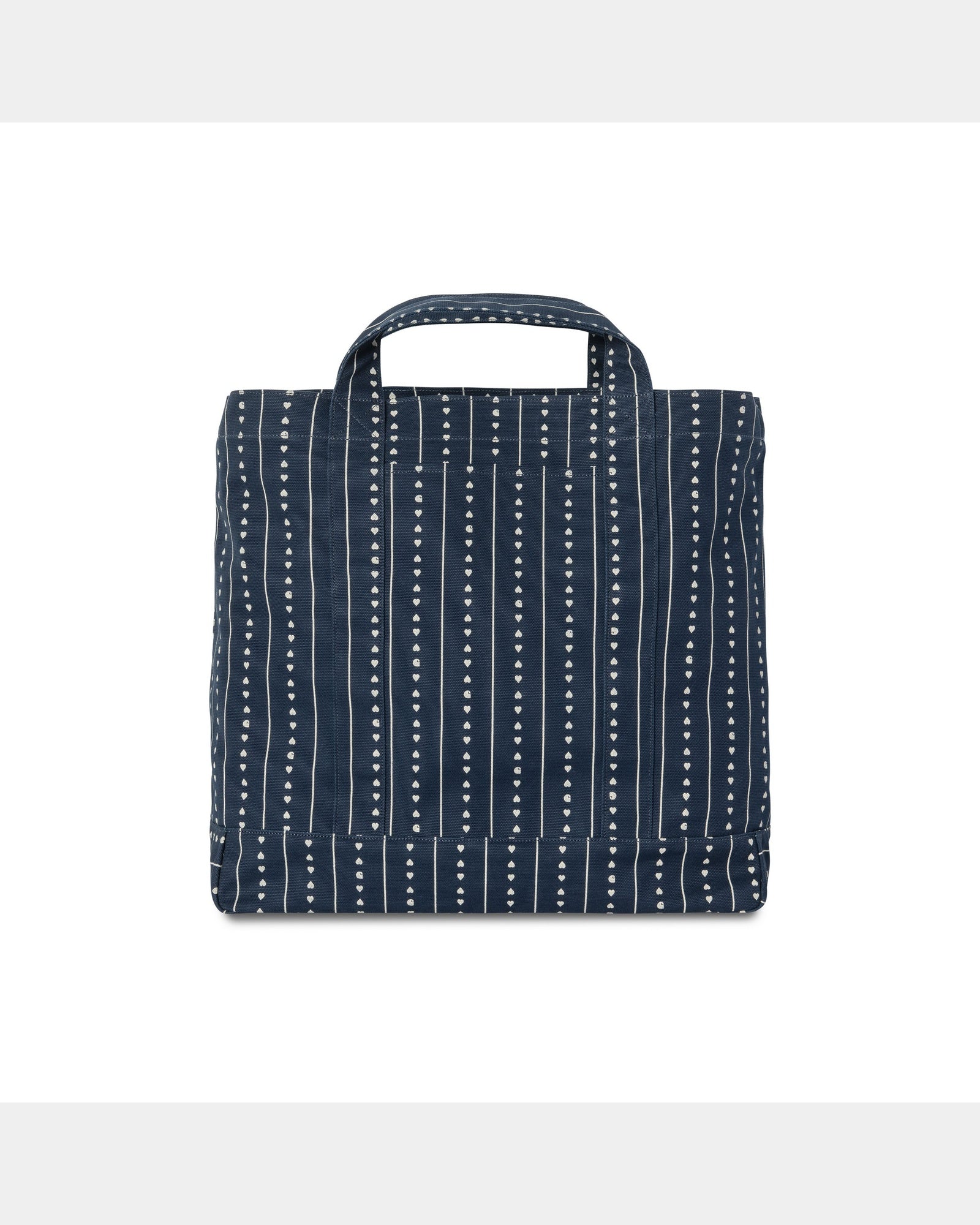 Drewe Canvas Tote Bag - Ink & Natural Heart C Pinstripe Design for Women | Stylish Everyday Purse for Work, Shopping & Travel