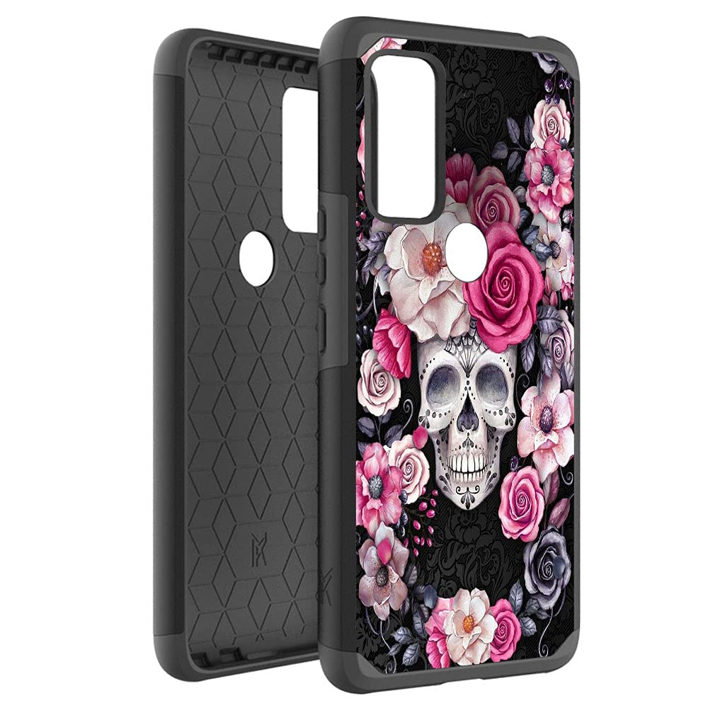 Shockproof Skull Roses Phone Case for AT&T Radiant Max 5G & Cricket Dream 5G - Durable Dual Layer Hybrid Hard Cover with Stylish Gothic Design | Perfect for Everyday Protection & Fashion Statement