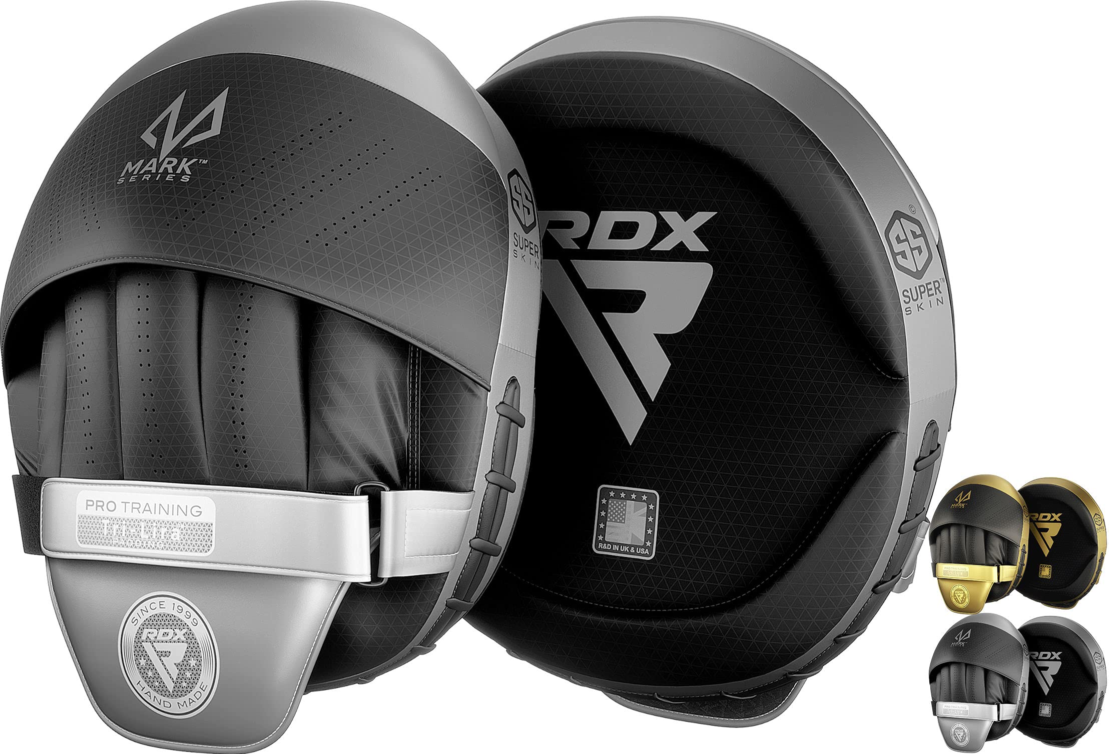 RDX Pro Curved Focus Mitts - Premium Maya Hide Leather Hook & Jab Training Pads for Boxing, MMA, Muay Thai & Kickboxing - Ideal for Martial Arts Coaching, Punching Drills & Strike Target Practice (Great for Home Gyms & Professional Training)
