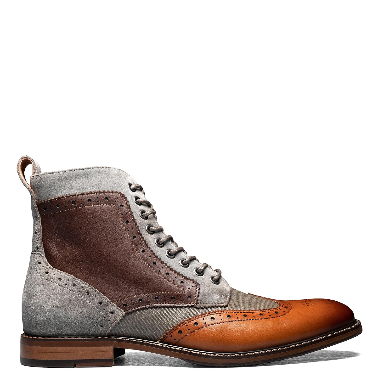 STACY ADAMS Men's Finnegan Wingtip Lace Up Boot - Classic Dress Boots for Business & Formal Occasions | Comfortable Oxford Shoes for Office, Wedding & Professional Events