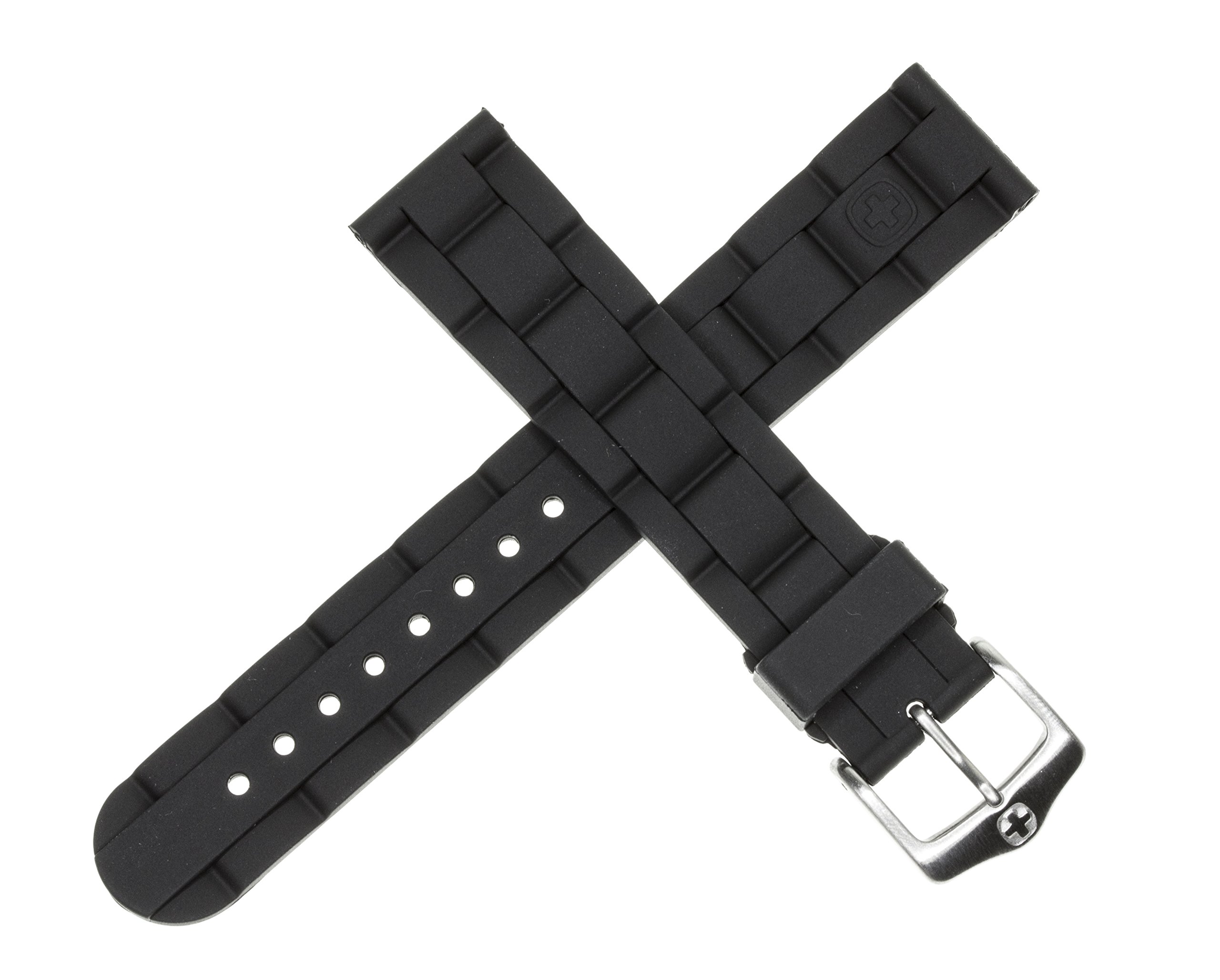 Authentic Wenger Swiss Army 19mm Black Rubber Diver Watch Band - Replacement Strap for Diving, Swimming & Outdoor Sports
