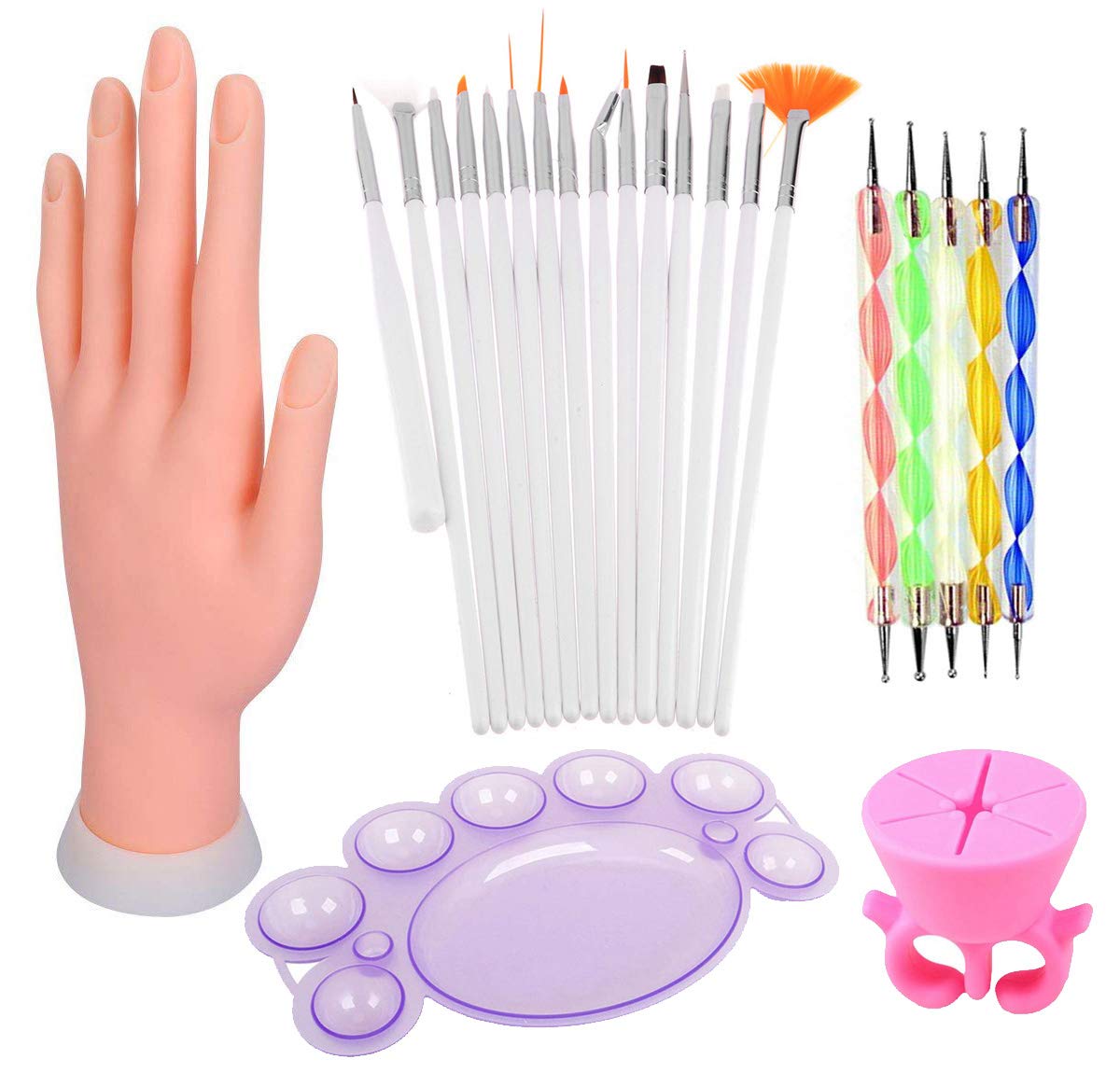 Nail Art Brush & Dotting Tool Set for Practice - Salon & Home Use