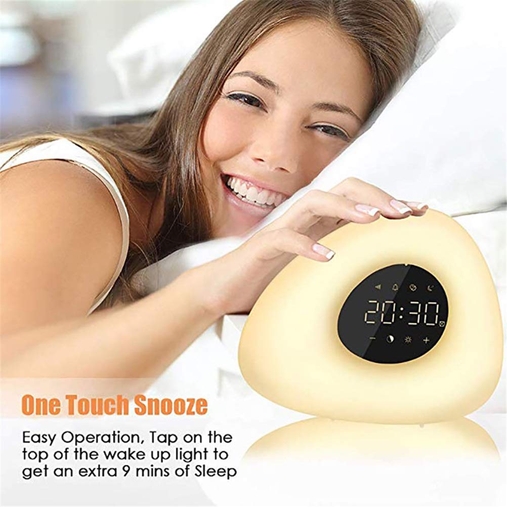 Sunrise Alarm Clock with 10 Natural Sounds & 7 Color LED Light - Smart Wake Up Light, Sunset Simulation, Touch Control, Dimmable Bedside Lamp for Gentle Morning Wakeup & Nighttime Relaxation