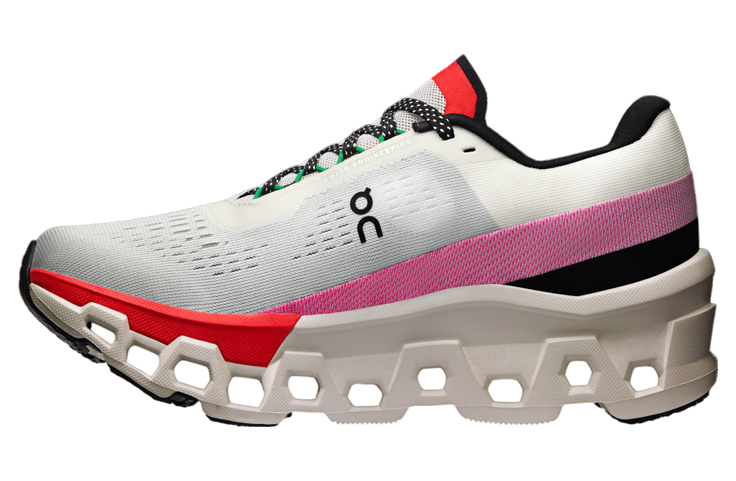 On Running Women's Cloudmonster 2 Running Shoes - Lightweight Cushioned Sneakers for Women in Ivory/Red | Perfect for Jogging, Gym Workouts & Everyday Comfort