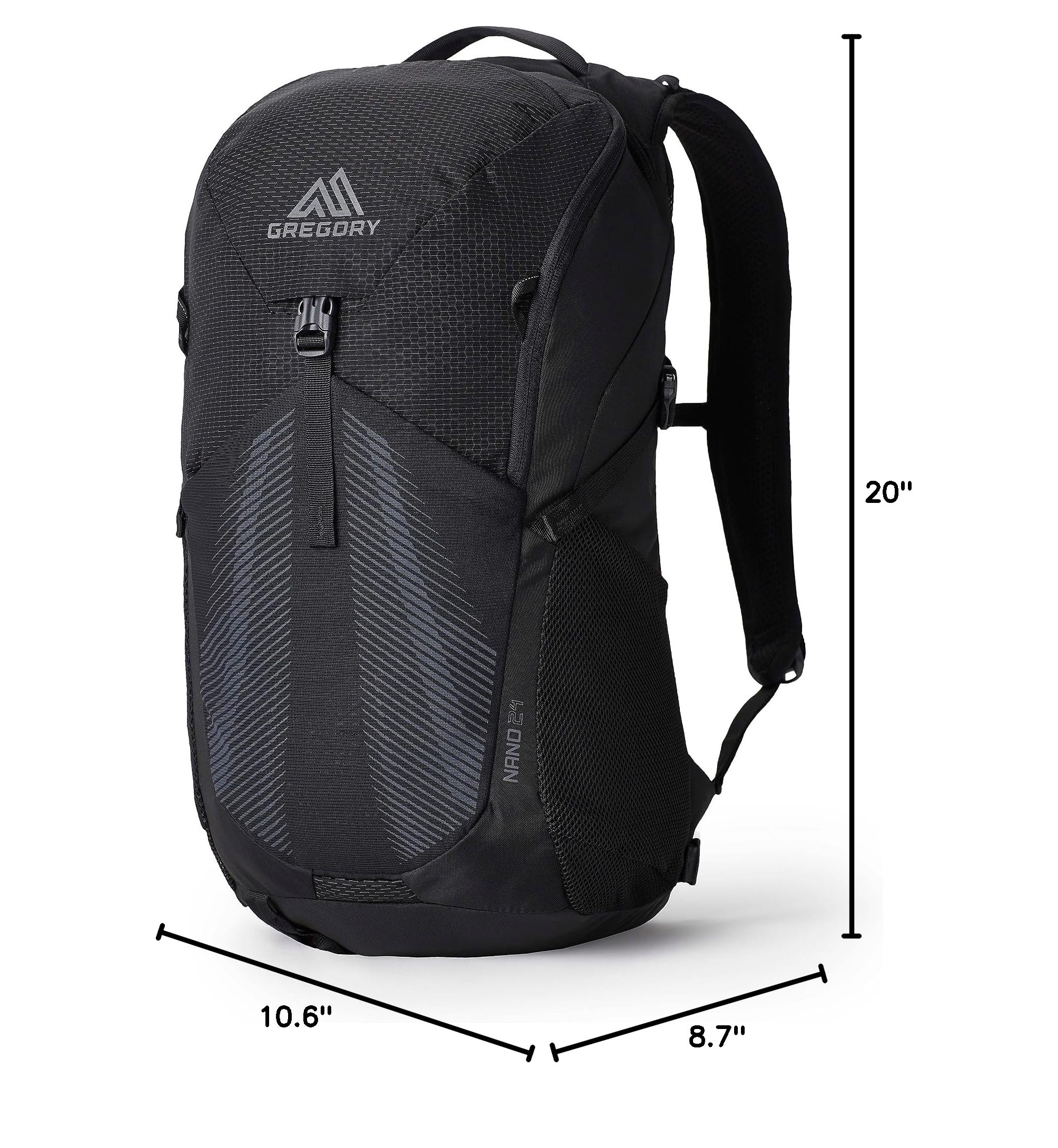 Gregory Nano 24 Unisex Commuter Backpack - Lightweight Laptop Daypack for Work & Travel - Water-Resistant Obsidian Black - Perfect for Office, College & Outdoor Adventures
