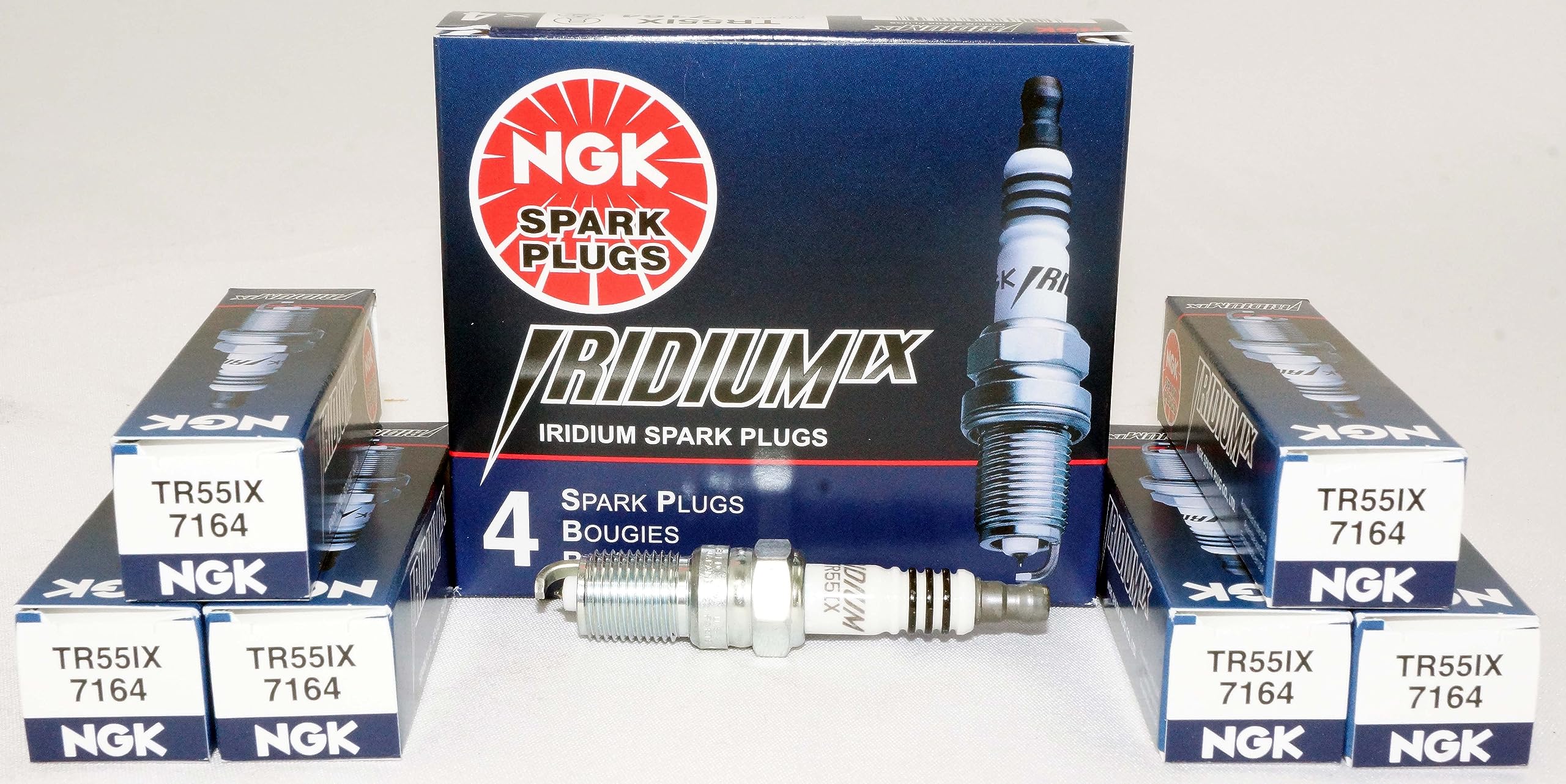 6 New NGK Iridium IX Spark Plugs TR55IX #7164 - High Performance Spark Plugs for Cars, Trucks & Motorcycles - Improve Engine Efficiency & Acceleration
