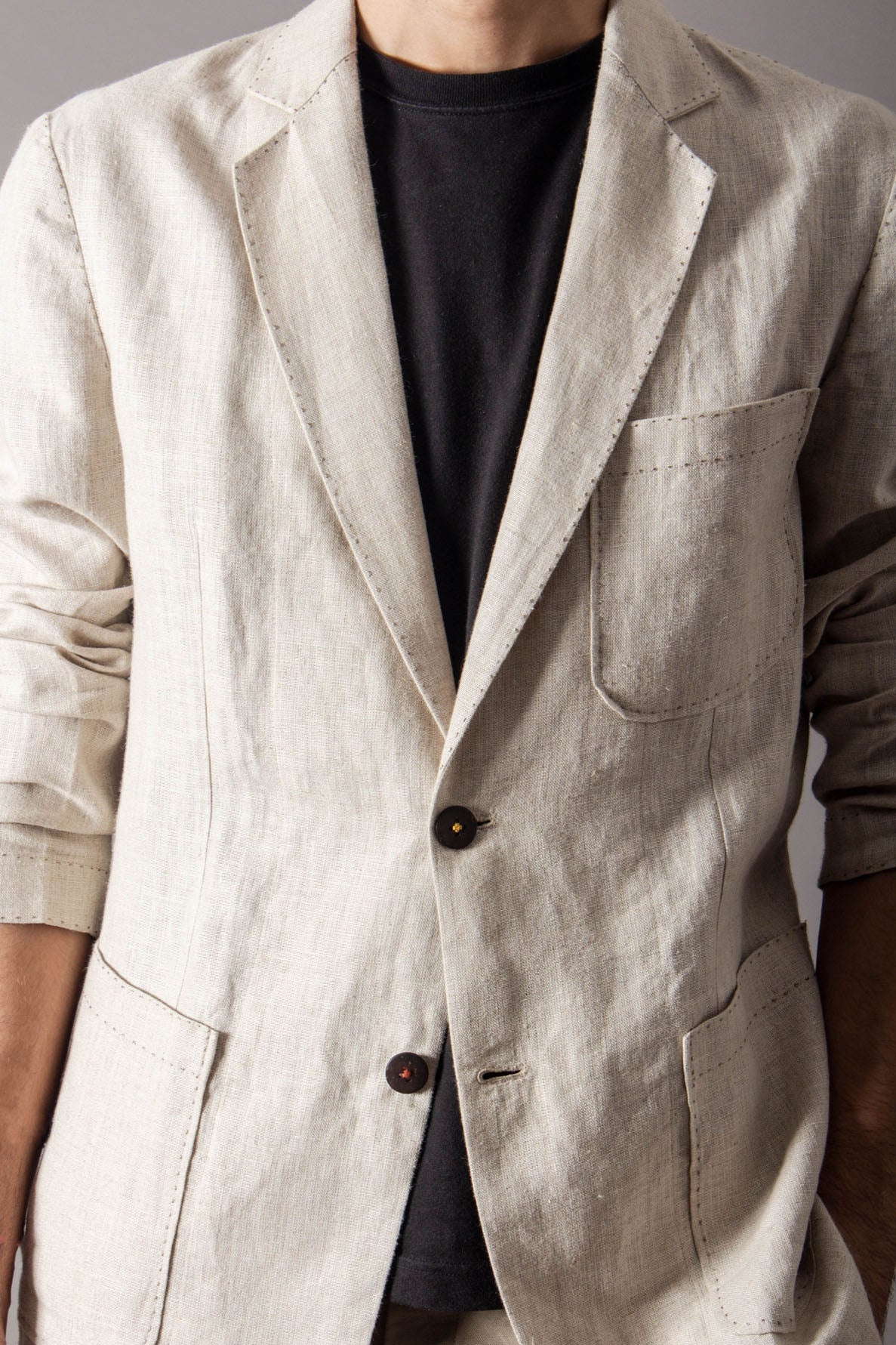 Rana Blazer for Women - Lightweight Cotton Linen Blend Jacket in Ice Beige | Casual Office Wear & Spring Summer Outfits