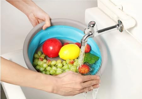 Avilia Collapsible Laundry Bowl - 6 Liters Space Saving Storage - Grey, 37.5 x 14 cm - Perfect for Small Spaces, Camping & Travel
