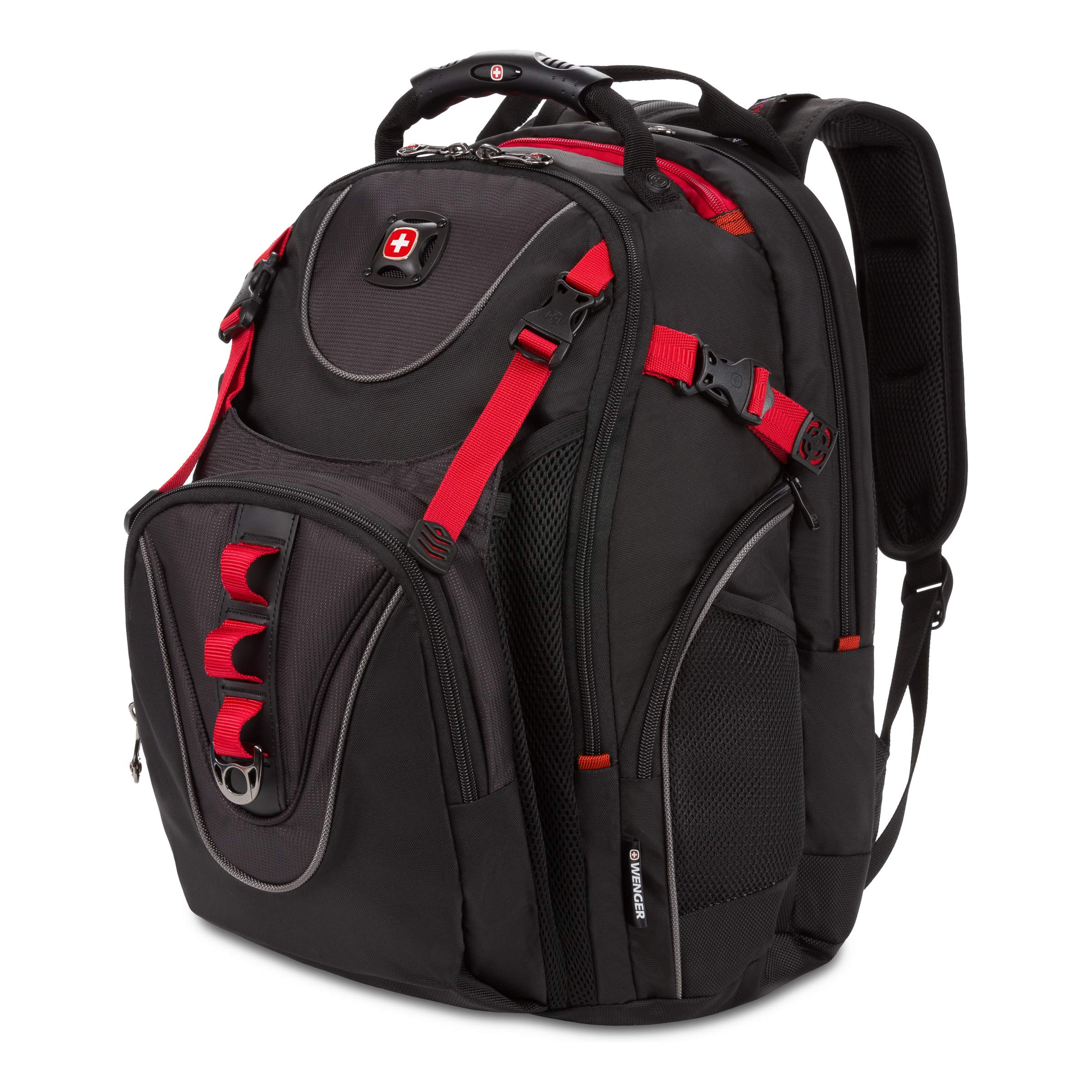 Wenger Maxxum Laptop Backpack for 16 Inch Laptop - Durable Unisex Computer Bag with Padded Compartment (Black/Red) - Perfect for Work, Travel & College
