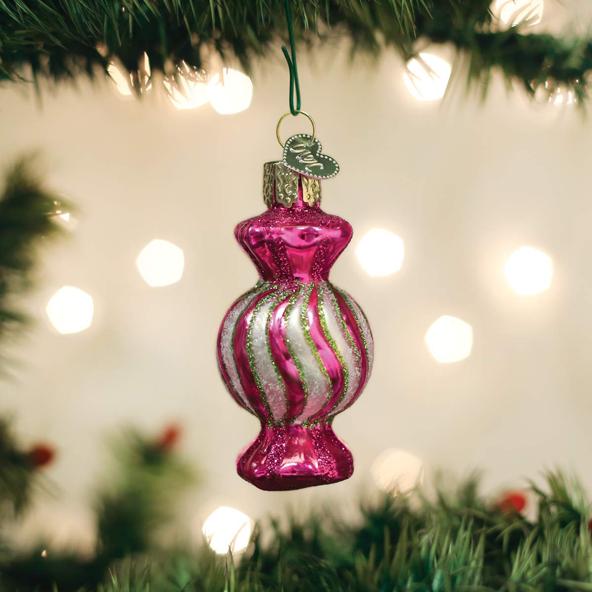 Old World Christmas Holiday Candy Glass Ornament - Hand-Blown Glass Tree Decoration with Free Gift Box (32431) - Perfect for Christmas Tree Decor, Holiday Party Favors & Festive Home Decorations