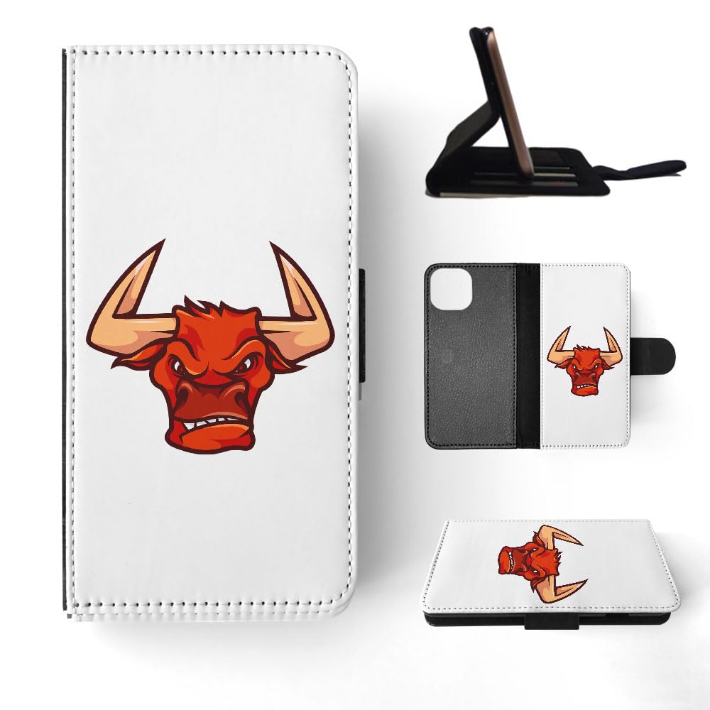 Bison Bull Buffalo Genuine Leather Flip Wallet Phone Case for Apple iPhone 15 - Slim RFID Blocking Card Holder with Magnetic Closure (Perfect for Travel, Business & Everyday Use)