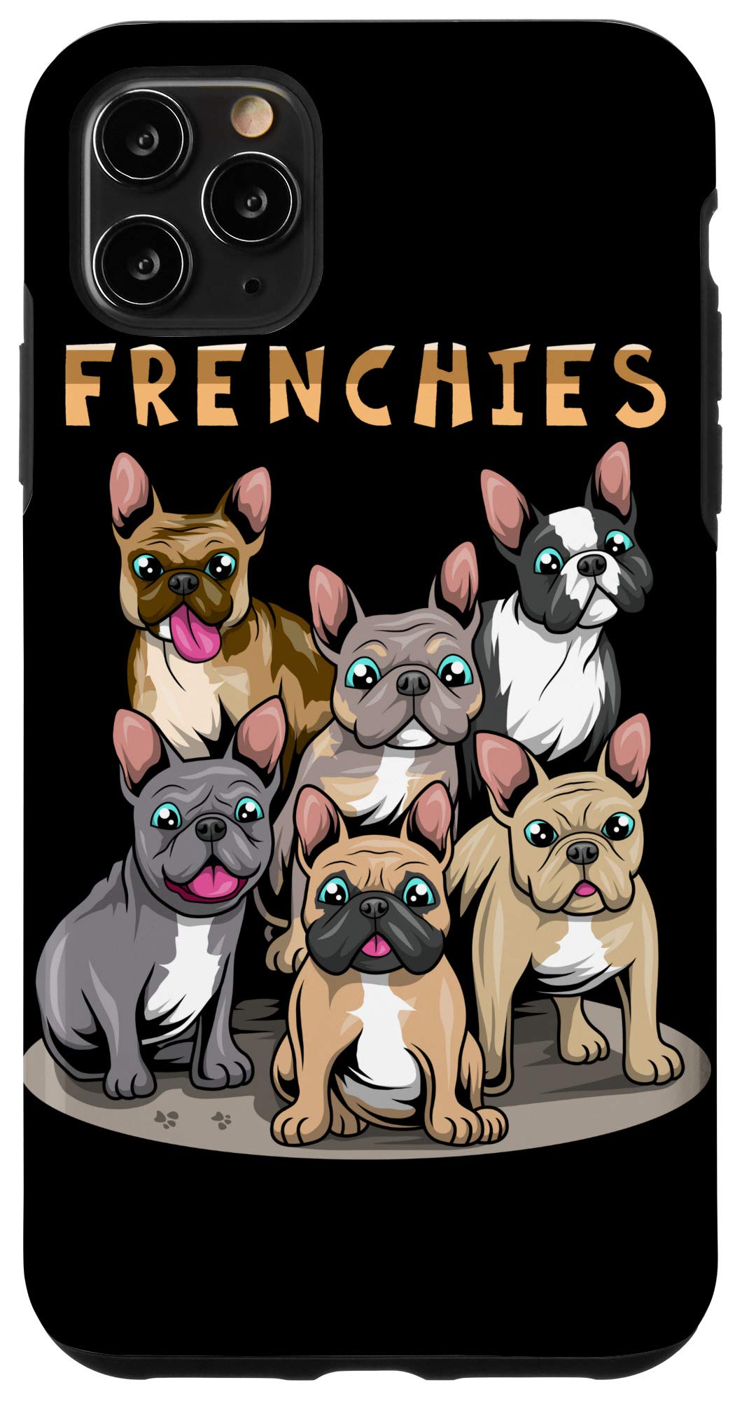 iPhone 11 Pro Max Case with French Bulldog Art - Cute Cartoon Frenchies Design - Durable Protective Phone Cover for Women & Men - Perfect Gift for Dog Lovers, Office Use & Daily Life