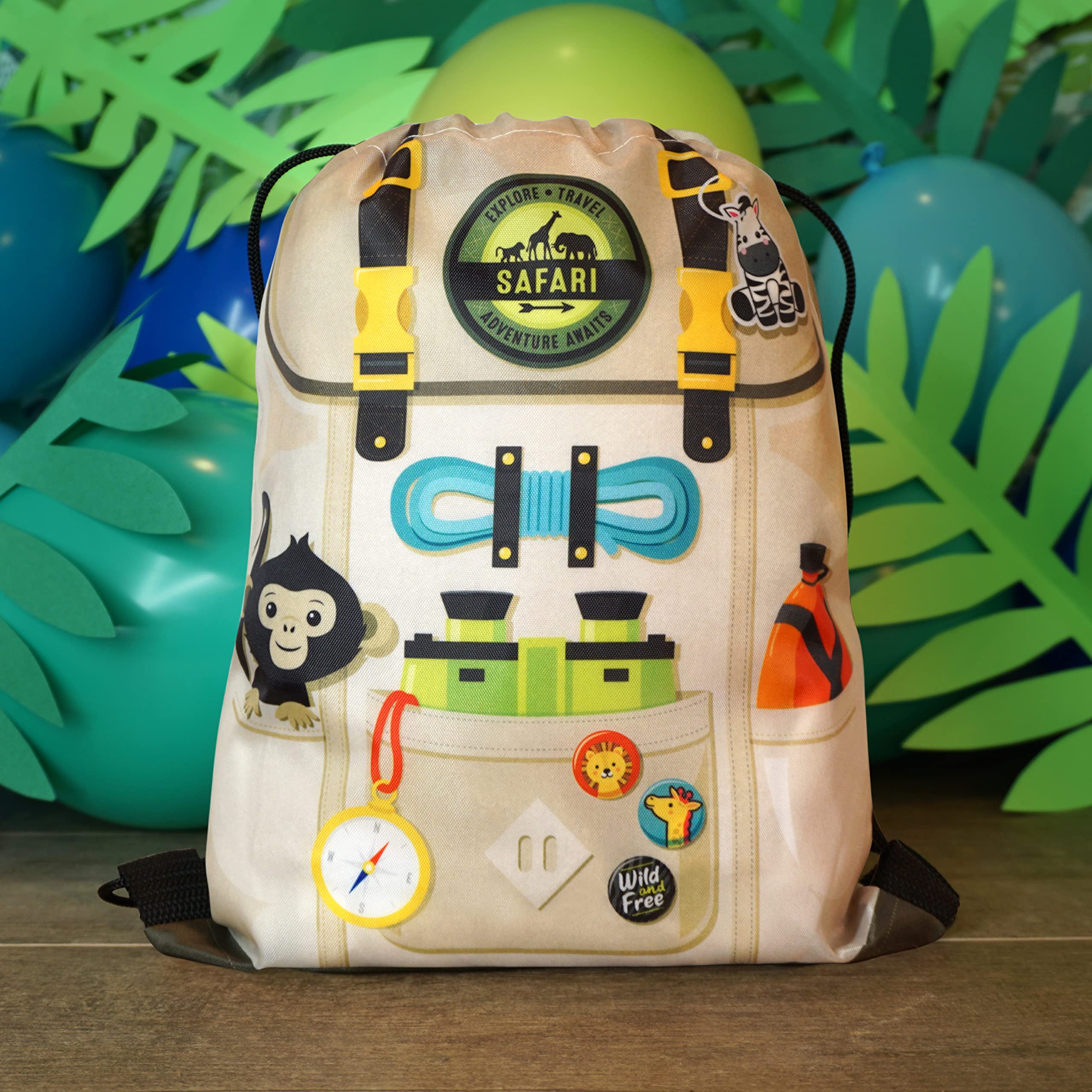 12-Pack Safari Goodie Bags for Kids - Zoo Animal Party Favors & Jungle Treat Bags for Candy, Gifts, Loot - Wild One Birthday Decorations & Baby Shower Supplies - Perfect for Safari Themed Parties, School Events & Birthday Celebrations