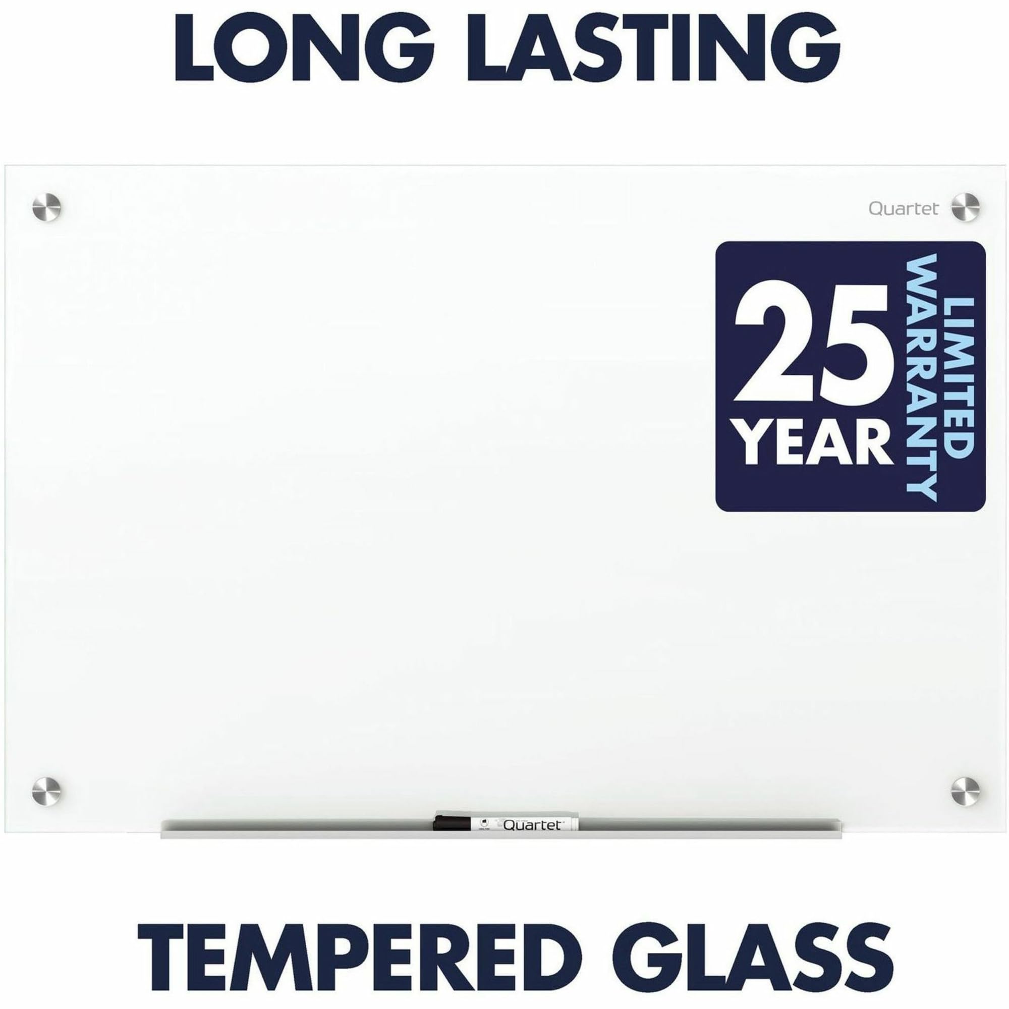 Quartet Magnetic Glass Dry Erase Whiteboard - 48