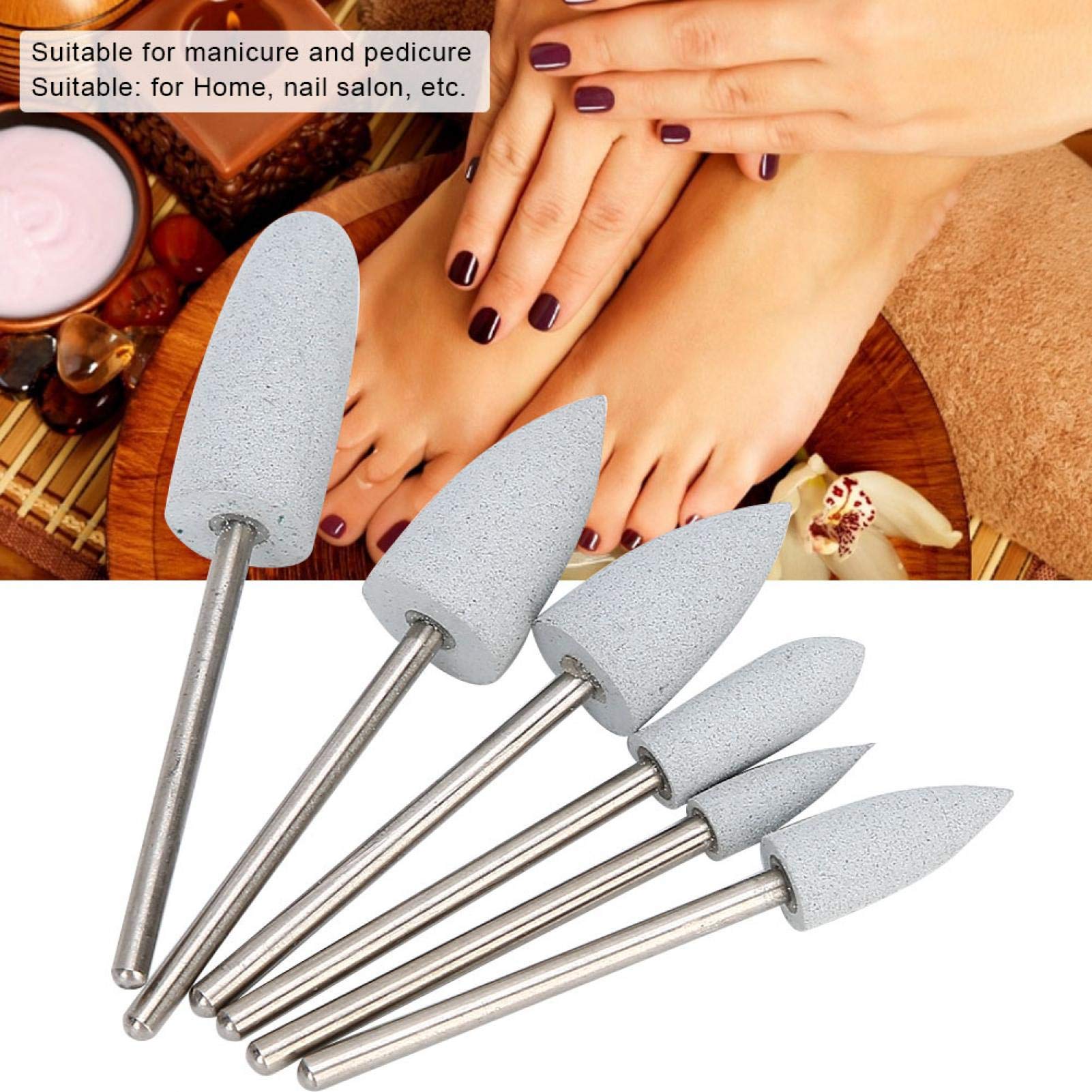 6Pcs Nail Art Grinding Head Set - Professional Electric Manicure Drill Bits for Acrylic Nails, Dead Skin Removal & Polishing - Nail Care Tools for Salon & Home Use