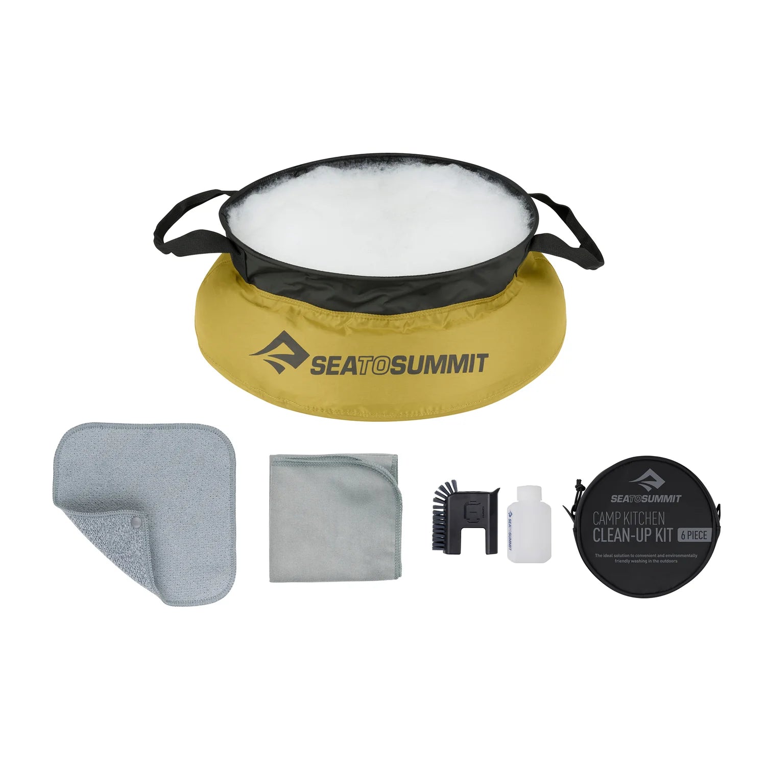 Portable Camp Kitchen Clean Up Kit - Compact Outdoor Cooking Utensil Organizer for Camping, Hiking & Picnics | Includes Dish Soap, Scrubber & Storage Bag
