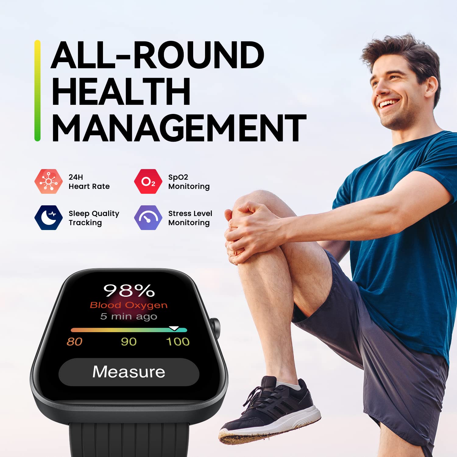 Amazfit Bip 3 Pro Smart Watch for Men - GPS Fitness Tracker with 14-Day Battery Life, 60+ Sports Modes, Water Resistant, Heart Rate & Sleep Monitor - Compatible with Android & iPhone (Black) - Perfect for Running, Swimming & Daily Activity Tracking