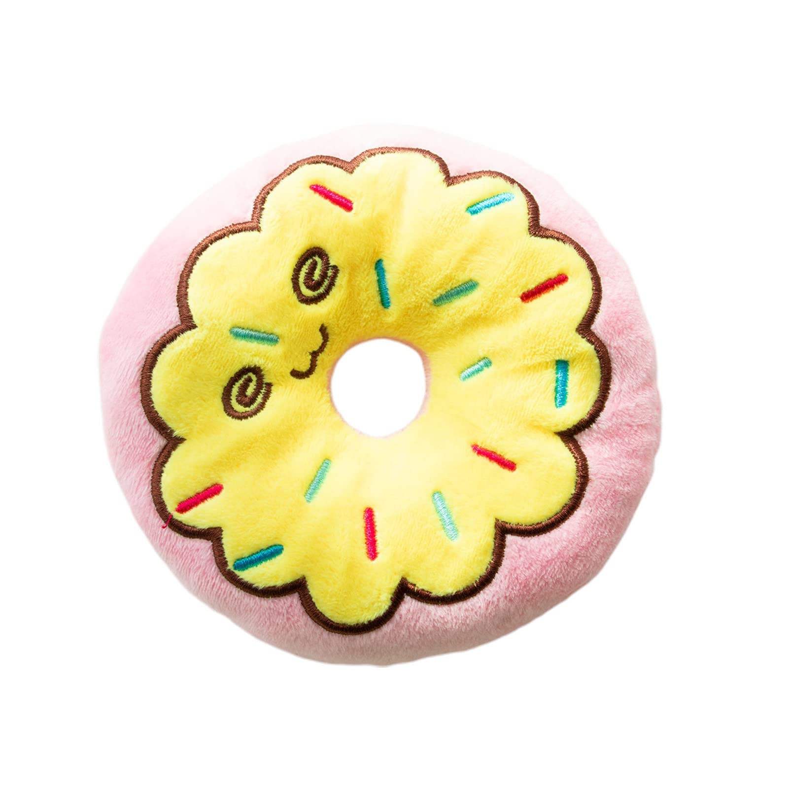 Cute Plush Donut-Shaped Squeaky Dog Toy - Soft Chewable Pet Toy for Anxiety Relief & Boredom - Perfect for Playtime, Training Rewards & Comfort (Puppy to Adult Dogs)