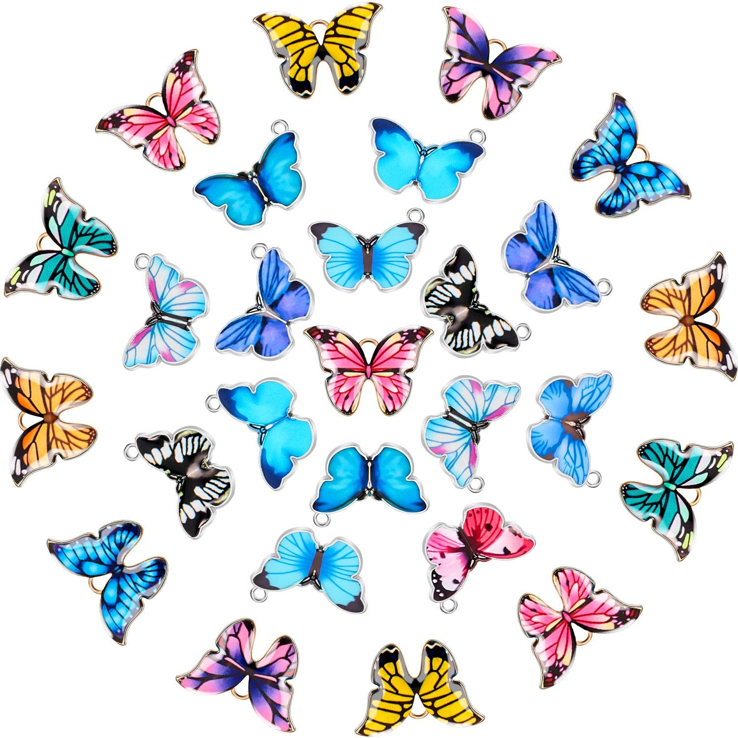 Hicarer 56-Piece Alloy Butterfly Pendant Charms - Colorful DIY Jewelry Making Supplies for Bracelets, Earrings & Necklaces (14 Vibrant Colors) - Perfect for Crafting, Gift Making & Fashion Accessories