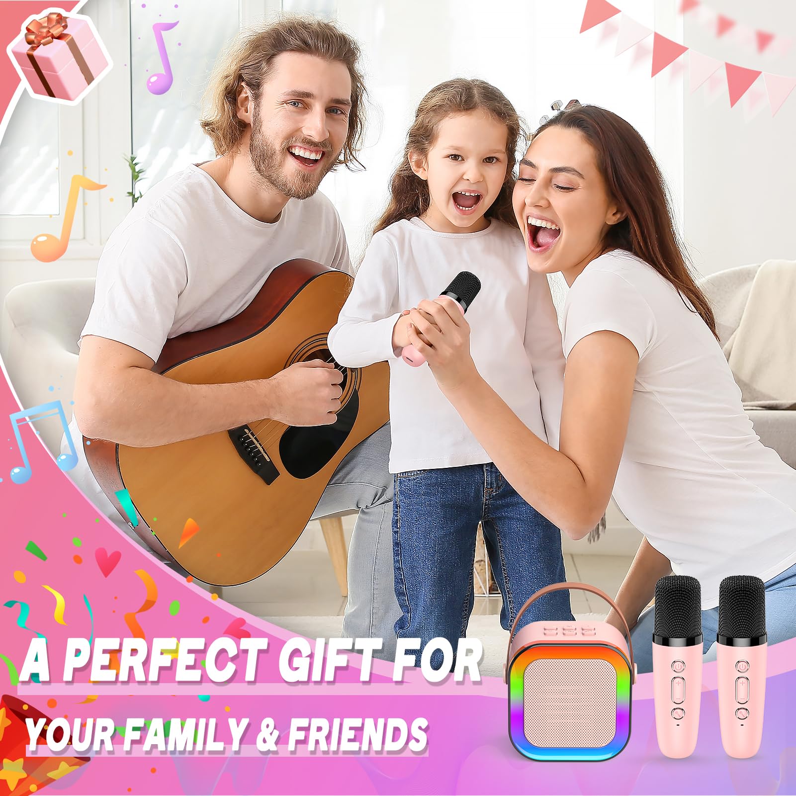 Gralal Wireless Karaoke Microphone for Kids - Dual Mic Set with Built-in Speaker, Best Gift Toy for Boys & Girls Ages 3-12 - Fun Singing Microphone for Children's Parties, Family Gatherings & Home Entertainment